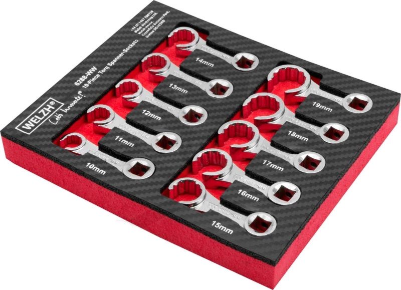 Welzh Werkzeug 6288-WW csillagkulcs adapter készlet, nyitott, Crowfoot, 3/8", metrikus, 10 részes termék fő termékképe