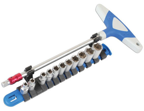 Laser Tools LAS-6346 1/4"-os dugókulcs készlet T-hajtókarral motorkerékpárokhoz, 12 részes termék fő termékképe