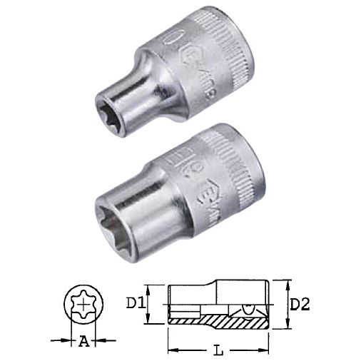 Genius Tools 454512 1/2"-os E-típusú (belső torx) dugókulcs fej, E-12 termék fő termékképe