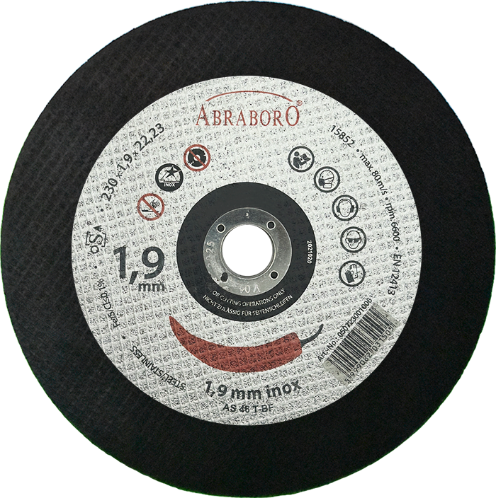 Abraboro 230 x 2.5 x 22 mm Chili fém + inox vágókorong - egyenes kivitel, 10 db/csomag termék fő termékképe