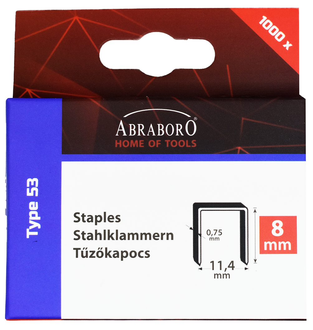 Abraboro CHILITAC A-53 típusú tűzőkapocs, 14 / 11.4 / 0.75 mm, 1000 db/csomag termék fő termékképe
