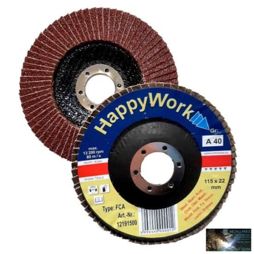 HappyWork Lamellás csiszolókorong Ø125x22mm P80 termék fő termékképe