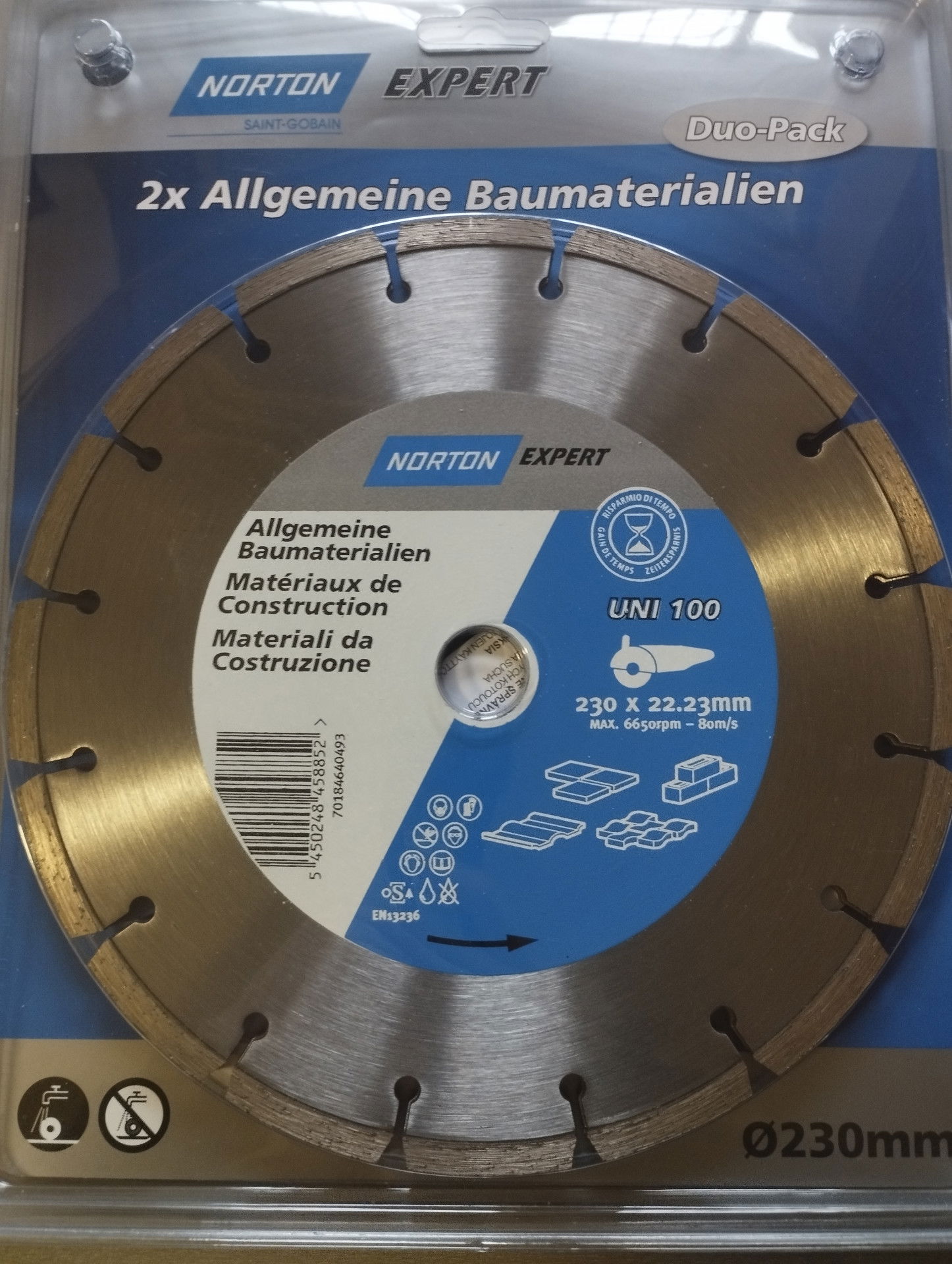 Norton LOT Expert UNI 100 Duo Pack gyémánt vágókorong Ø230x22,23 mm, 2db/csomag termék fő termékképe