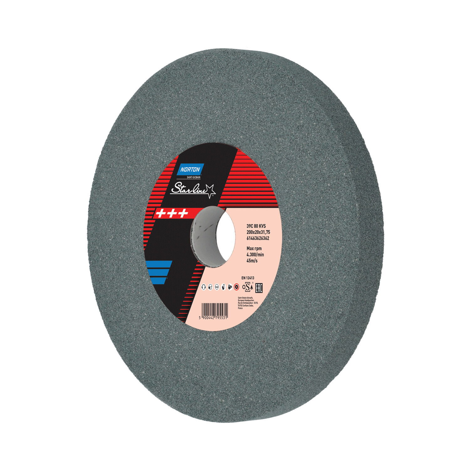 Norton Starline Szilícium-karbid köszörűkorong Ø200x20x31,75 mm 39C 80 K VS, 2 db/csomag termék fő termékképe