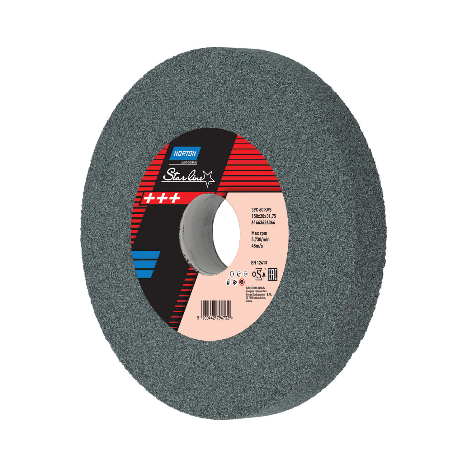Norton Starline Szilícium-karbid köszörűkorong Ø150x20x31,75 mm 39C 60 K VS, 2 db/csomag termék fő termékképe