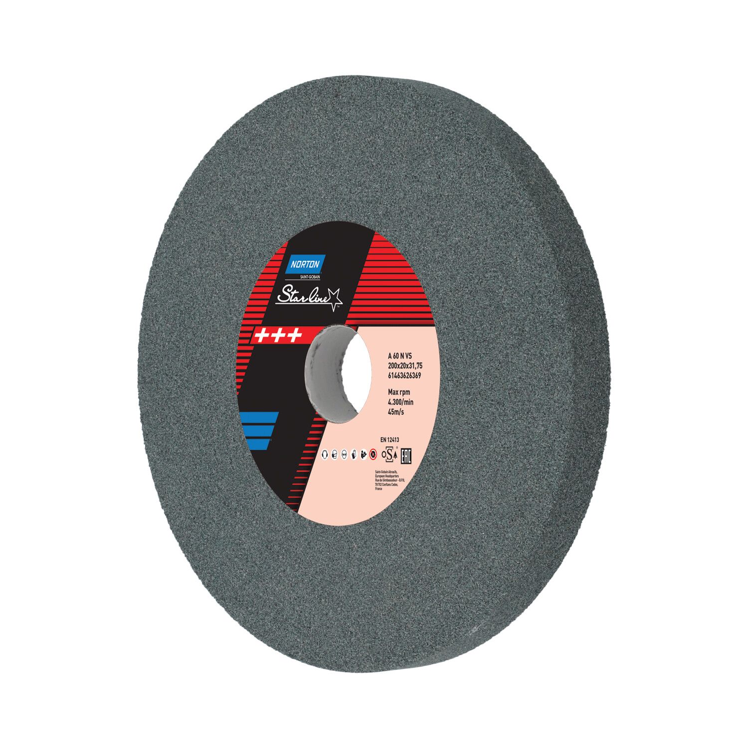 Norton Starline Alumínium-oxid köszörűkorong Ø200x20x31,75 mm A 60 N VS, 2 db/csomag termék fő termékképe