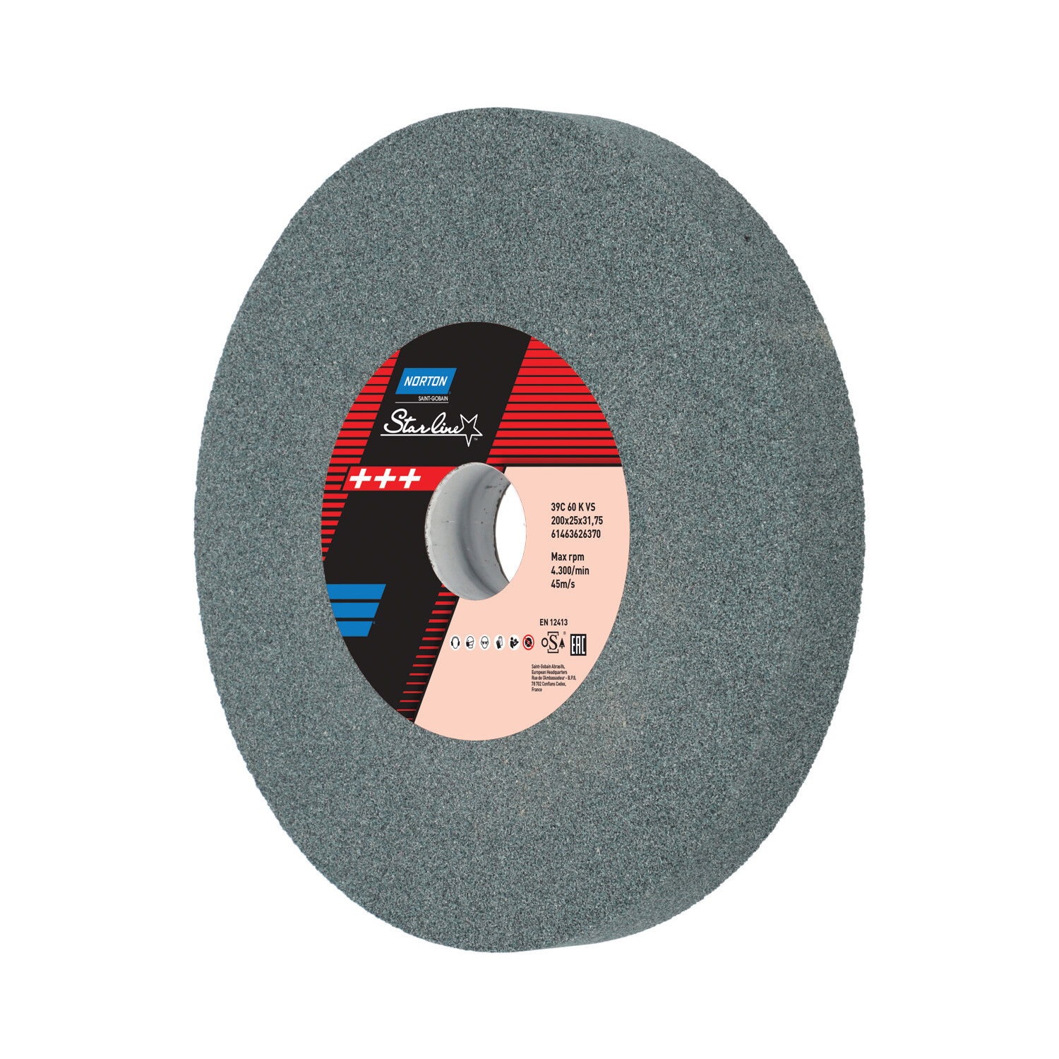 Norton Starline Szilícium-karbid köszörűkorong Ø200x25x31,75 mm 39C 60 K VS. 2 db/csomag termék fő termékképe