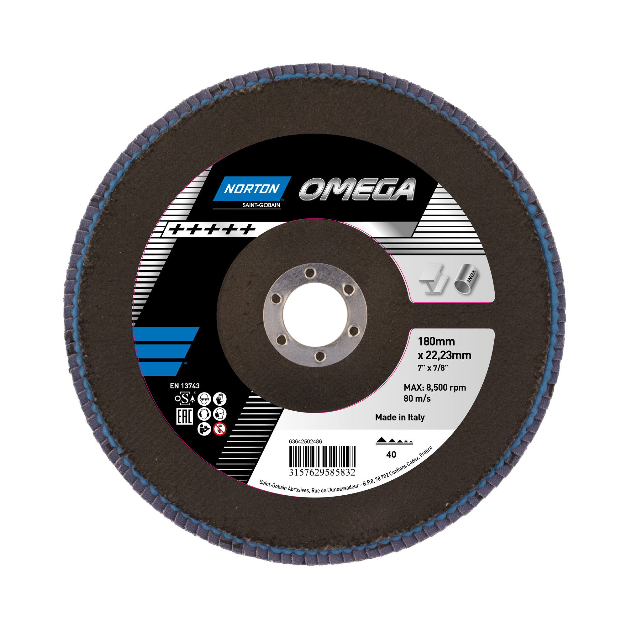Norton Omega R828 lamellás csiszolókorong Ø180x22mm P40 termék fő termékképe