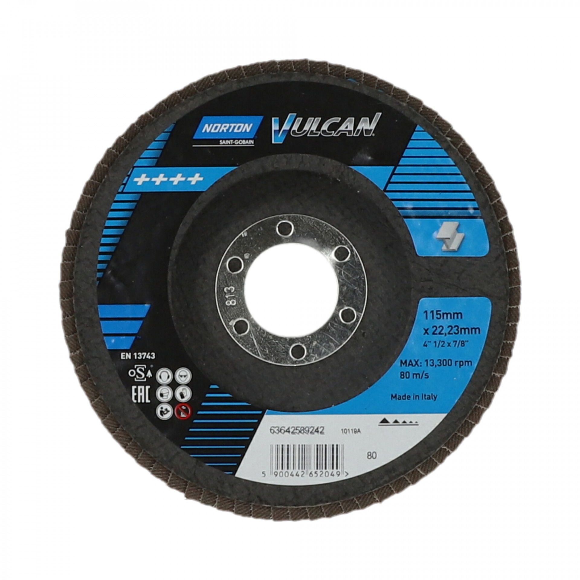 Norton Vulcan R265D lamellás csiszolókorong Ø115x22 mm P80, 10 db/csomag termék fő termékképe