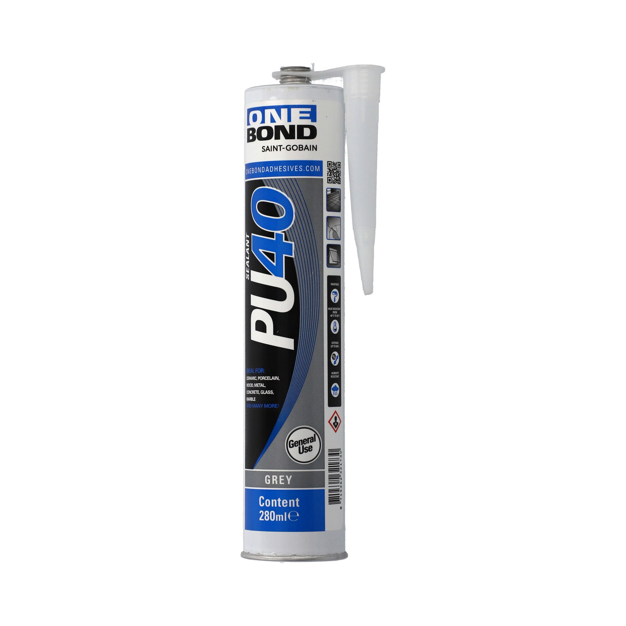 OneBond PU 40 Sealant Cartridges Grey poliuretán tömítőanyag patron szürke 280ml, 12 db/csomag termék fő termékképe