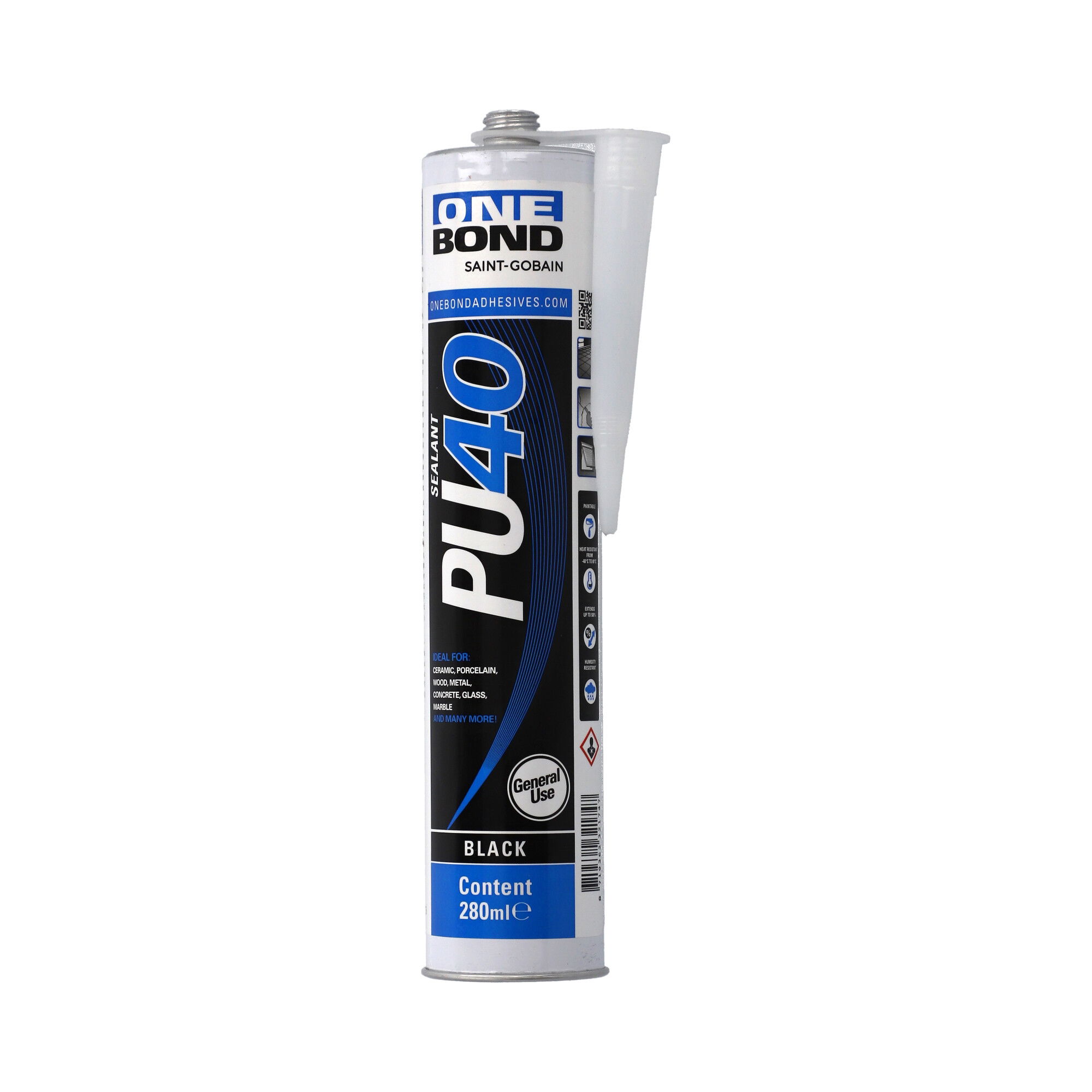 OneBond PU 40 Sealant Cartridges Black poliuretán tömítőanyag patron fekete 280ml termék fő termékképe