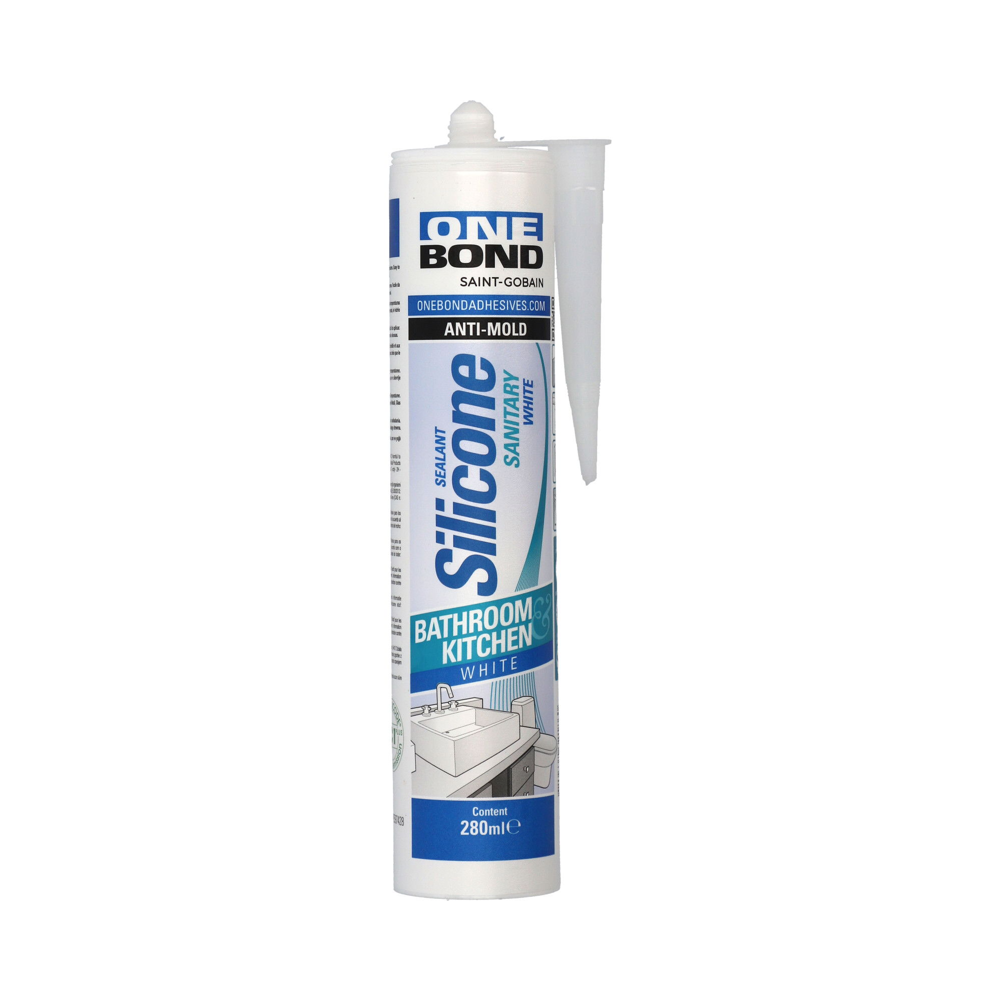 OneBond Silicone Sanitary White szaniter szilikon tömítőanyag fehér 280ml CS, 12 db/csomag termék fő termékképe