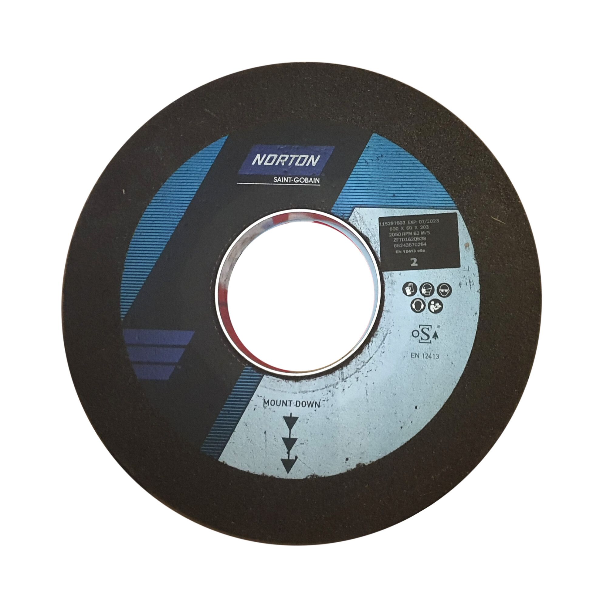 Norton Egyenes köszörűkorong Ø450x50x203,2 mm ZF7D1435O5B38, 2 db/csomag termék fő termékképe
