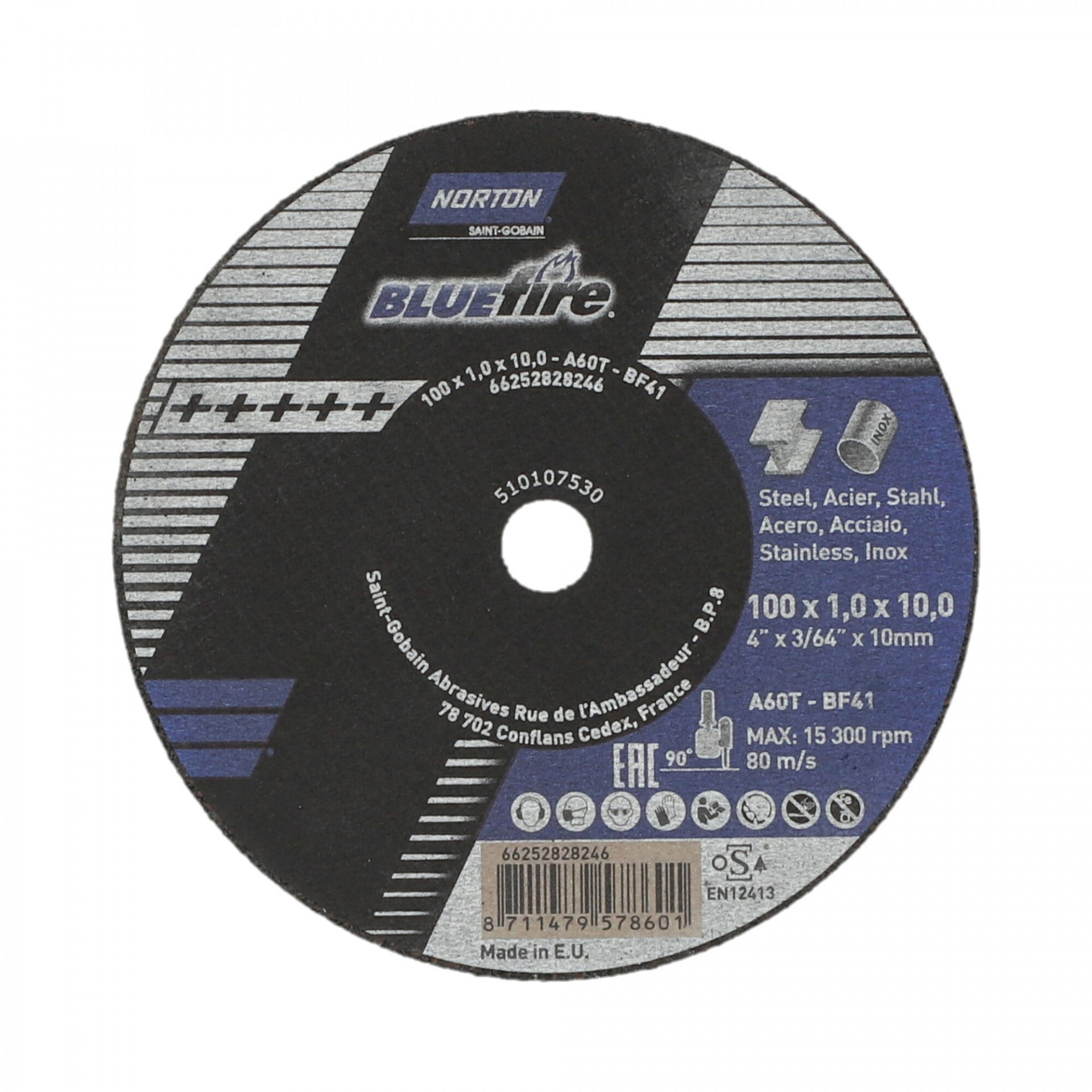 Norton Blue Fire vágókorong Ø100x1,0x10 mm, 50 darab/csomag termék fő termékképe