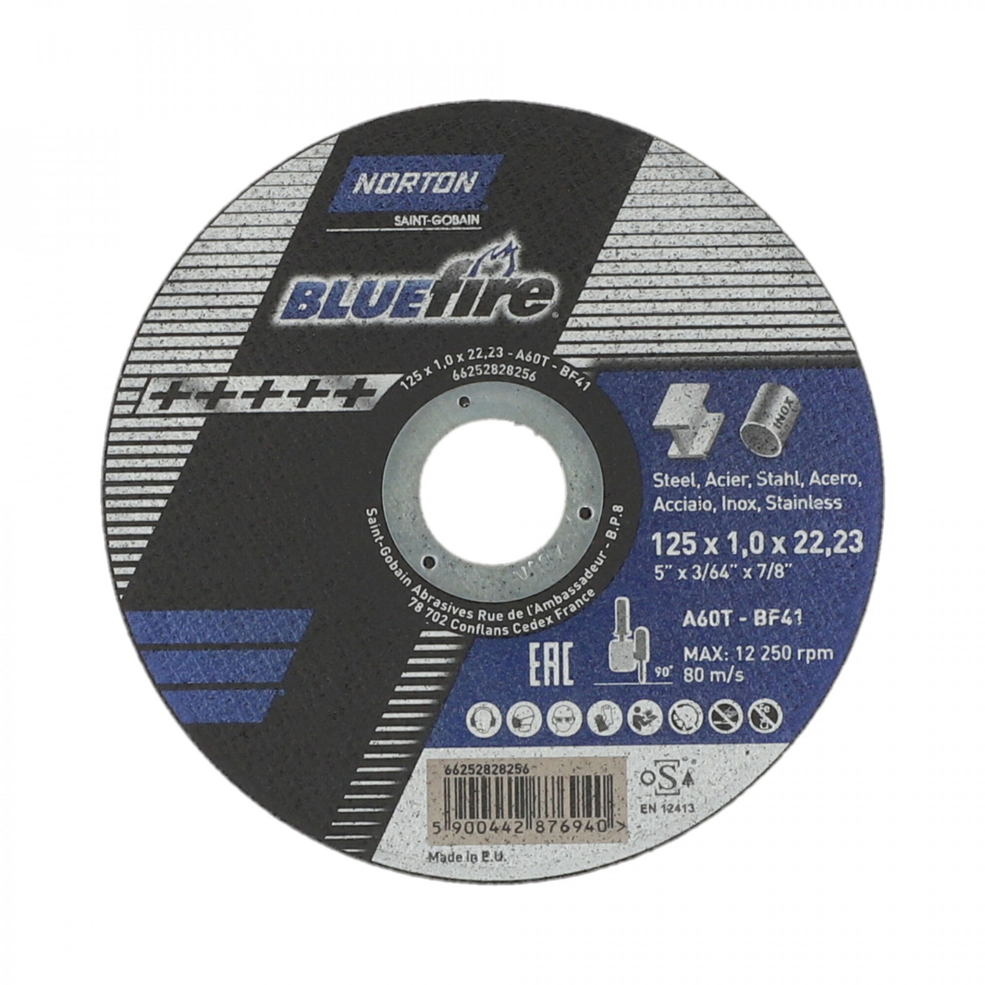 Norton Blue Fire vágókorong Ø125x1,0x22,23 mm, 25 darab/csomag termék fő termékképe