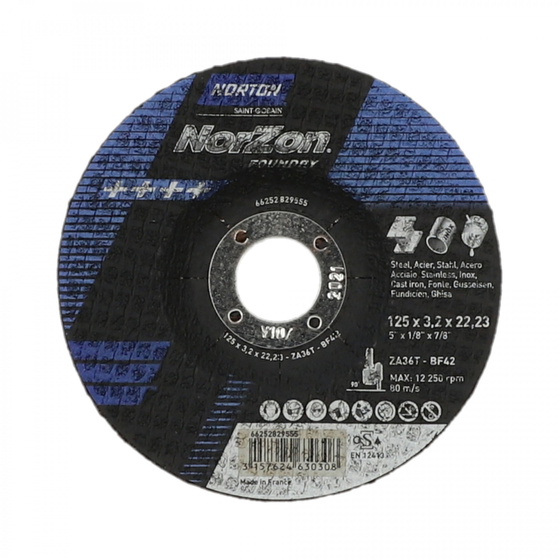 Norton Norzon III Foundry vágókorong 125x3,2x22,23mm ZA36T, 25 db/csomag termék fő termékképe