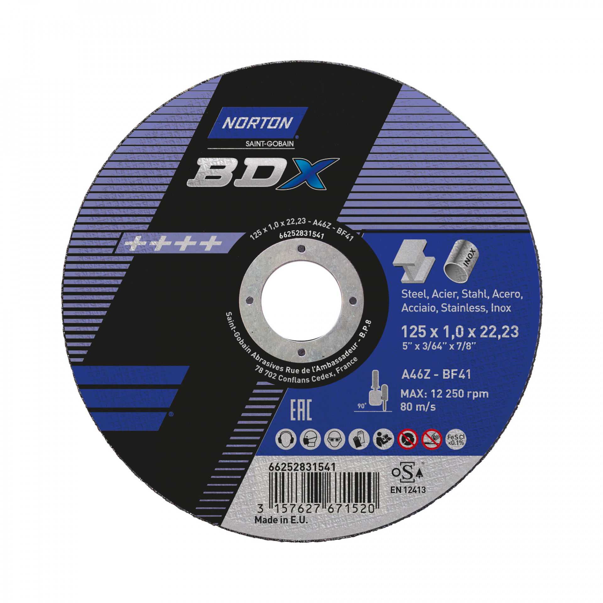Norton BDX Fém-Inox  Vágókorong 125x1,0x22,23 termék fő termékképe