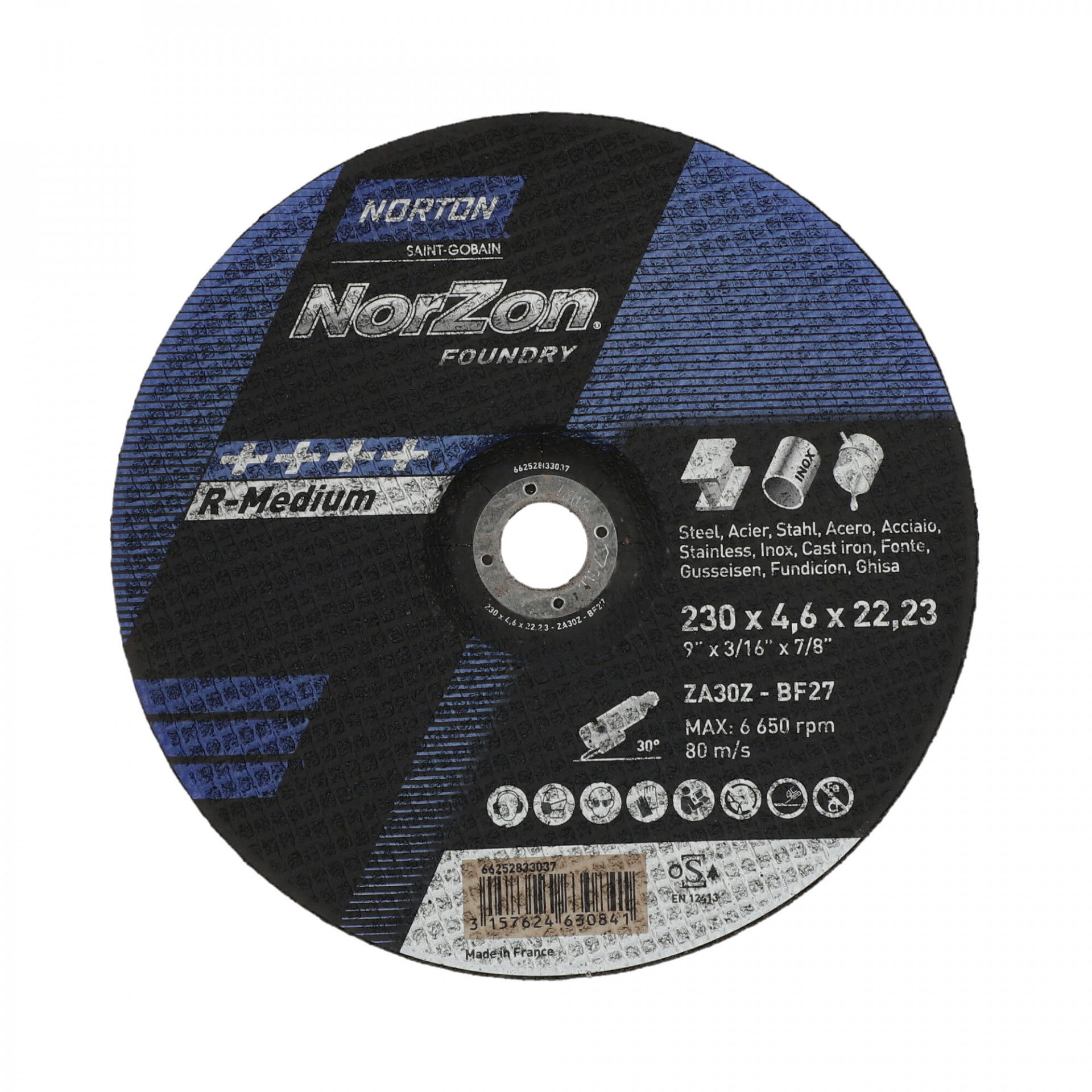 Norton Norzon III Foundry tisztítókorong 230x4,6x22,23mm ZA30Z, 25 db/csomag termék fő termékképe