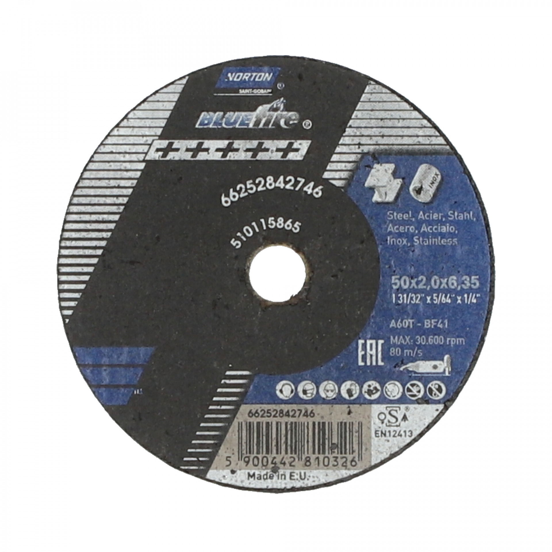 Norton Blue Fire vágókorong Ø50x2,0x6,35 mm, 50 darab/csomag termék fő termékképe