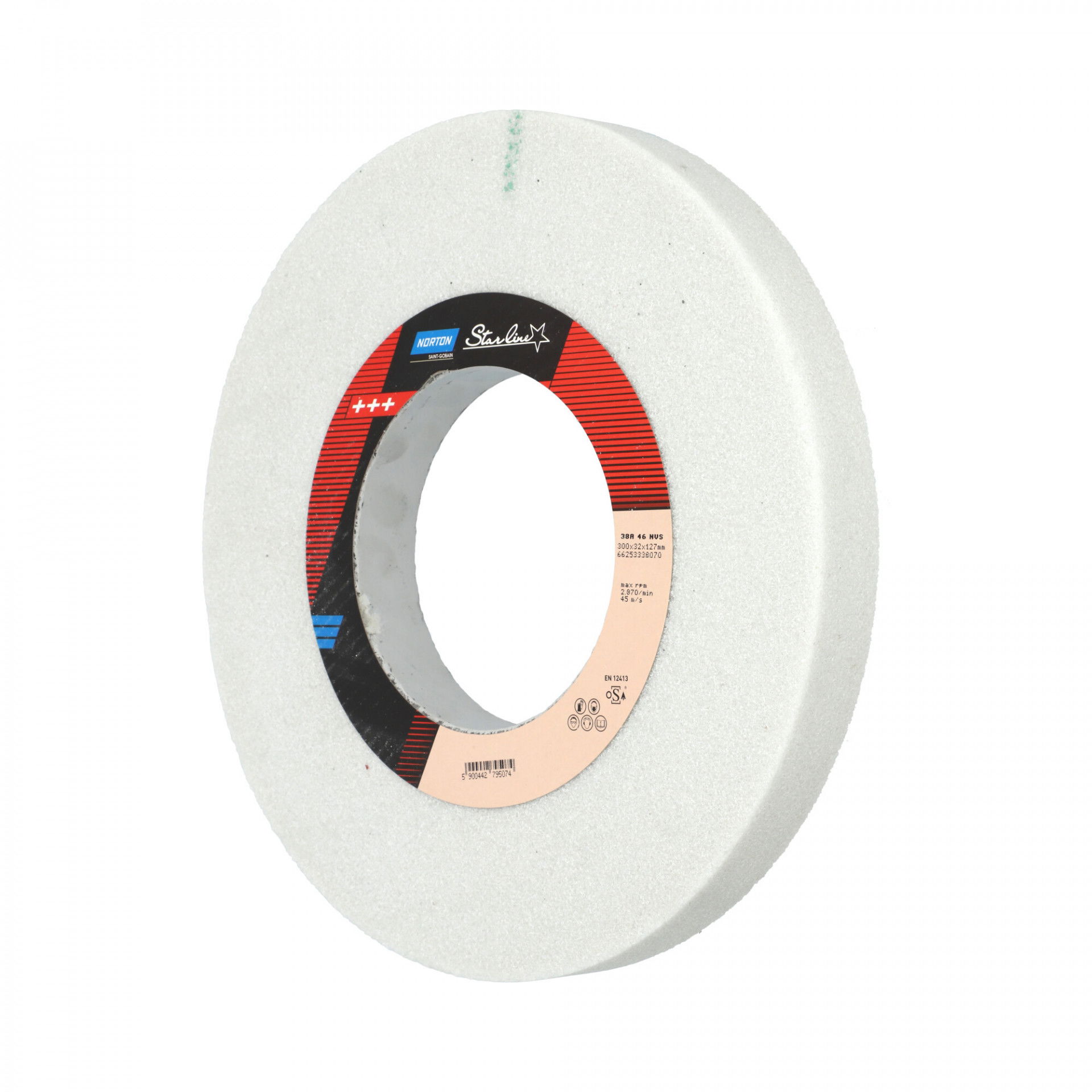Norton Starline Nemeskorund Alumínium-oxid köszörűkorong Ø300x32x127mm 38A 46 N VS, 4 db/csomag termék fő termékképe