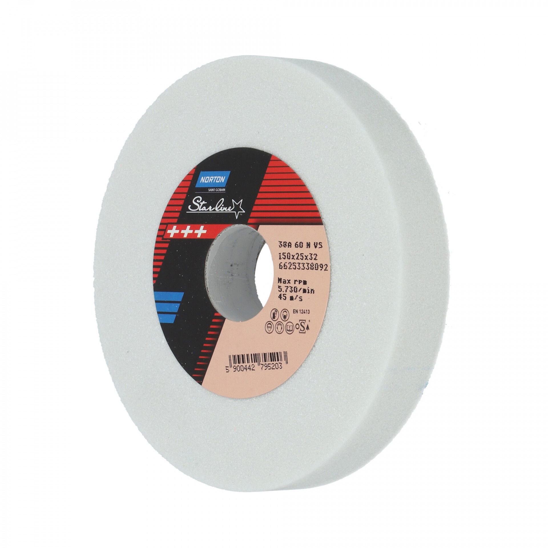 Norton Starline Nemeskorund Alumínium-oxid köszörűkorong Ø150x25x32 mm 38A 60 N VS, 2 db/csomag termék fő termékképe