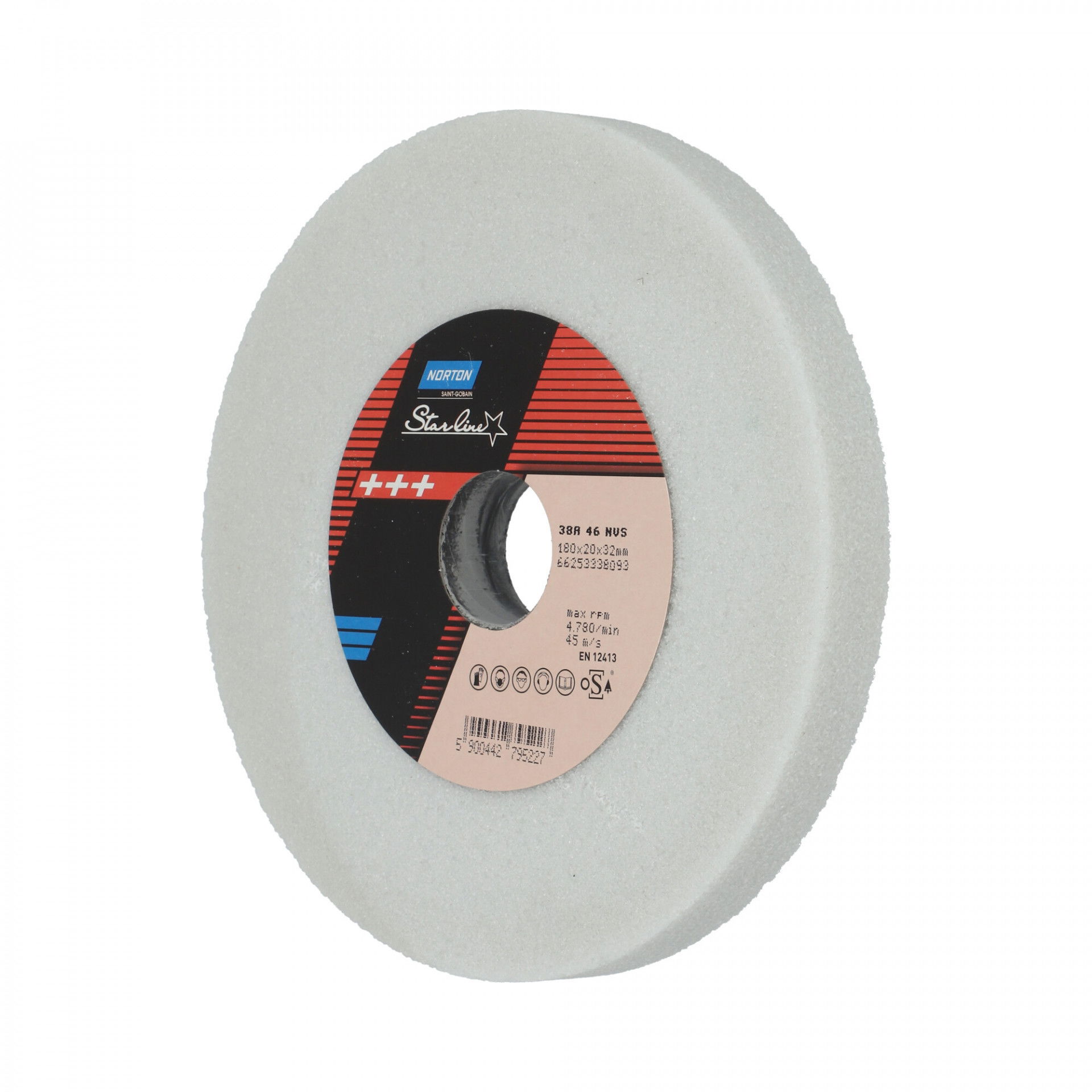 Norton Starline Nemeskorund Alumínium-oxid köszörűkorong Ø180x20x32 mm 38A 46 N VS, 2 db/csomag termék fő termékképe