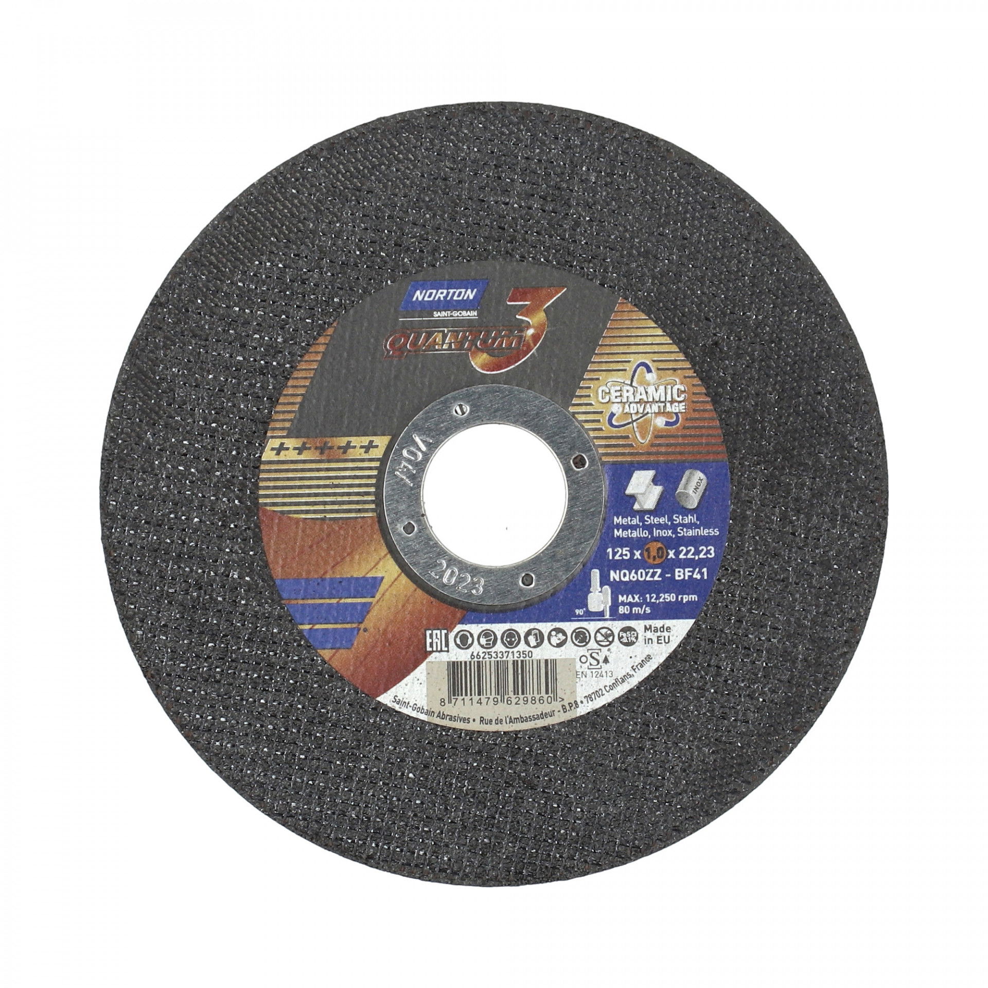 Norton Quantum3 Fém-Inox Vágókorong 125x1,0x22,23mm termék fő termékképe