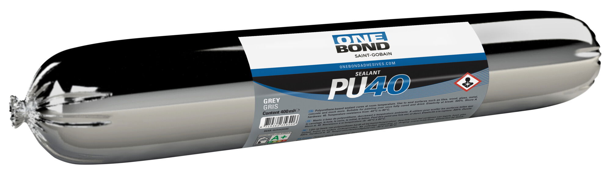 OneBond PU 40 Sealant Soft-Pack Grey poliuretán tömítőanyag lágy-palack szürke 600ml, 12 db/csomag termék fő termékképe