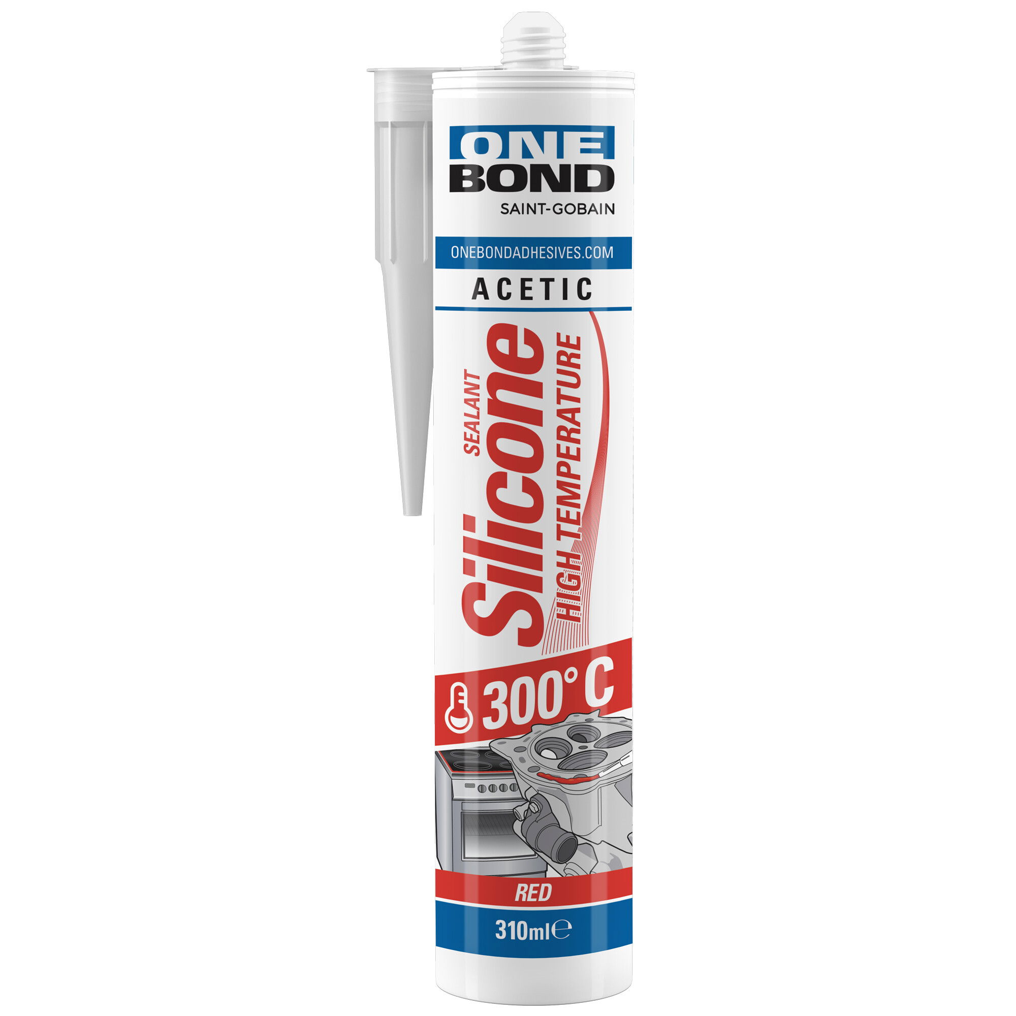 OneBond Silicone High Temperature magas hőmérsékletű szilikon tömítőanyag 310ml CS, 12 db/csomag termék fő termékképe