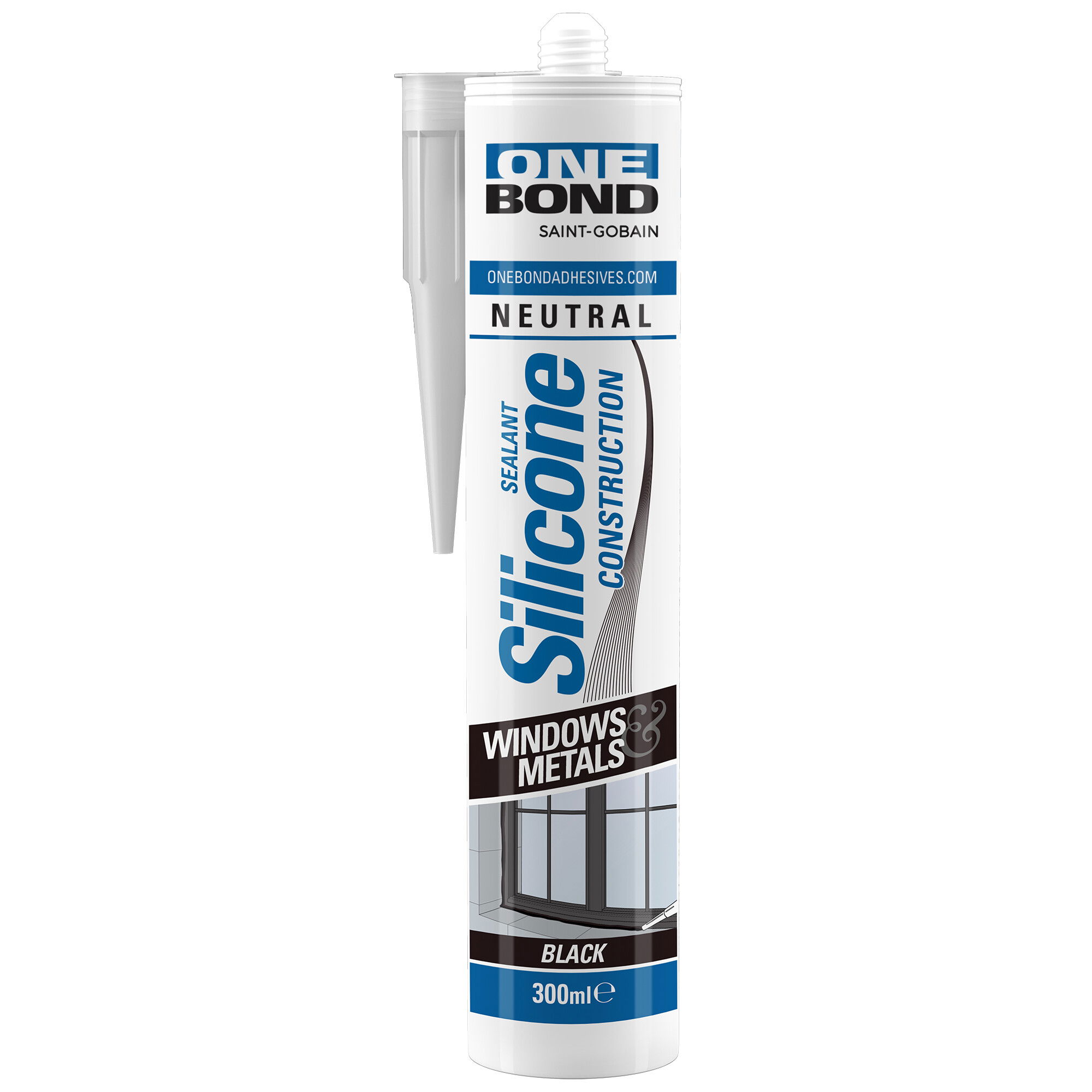 OneBond Silicone Construction Black 9004 építőipari szilikon tömítőanyag fekete 300ml CS, 12 db/csomag termék fő termékképe