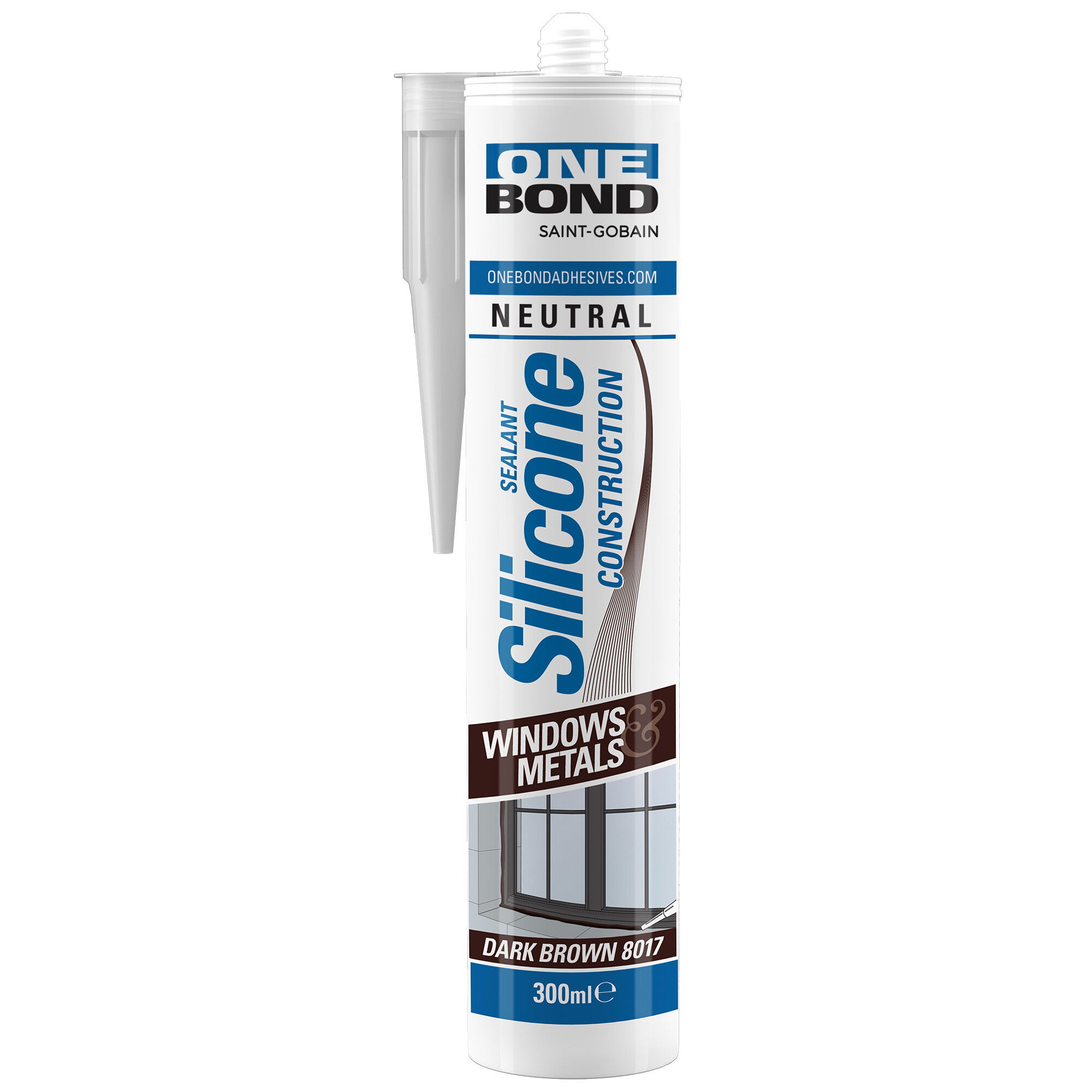 OneBond Silicone Construction Dark Brown 8017 építőipari szilikon tömítőanyag sötétbarna 300ml CS, 12 db/csomag termék fő termékképe