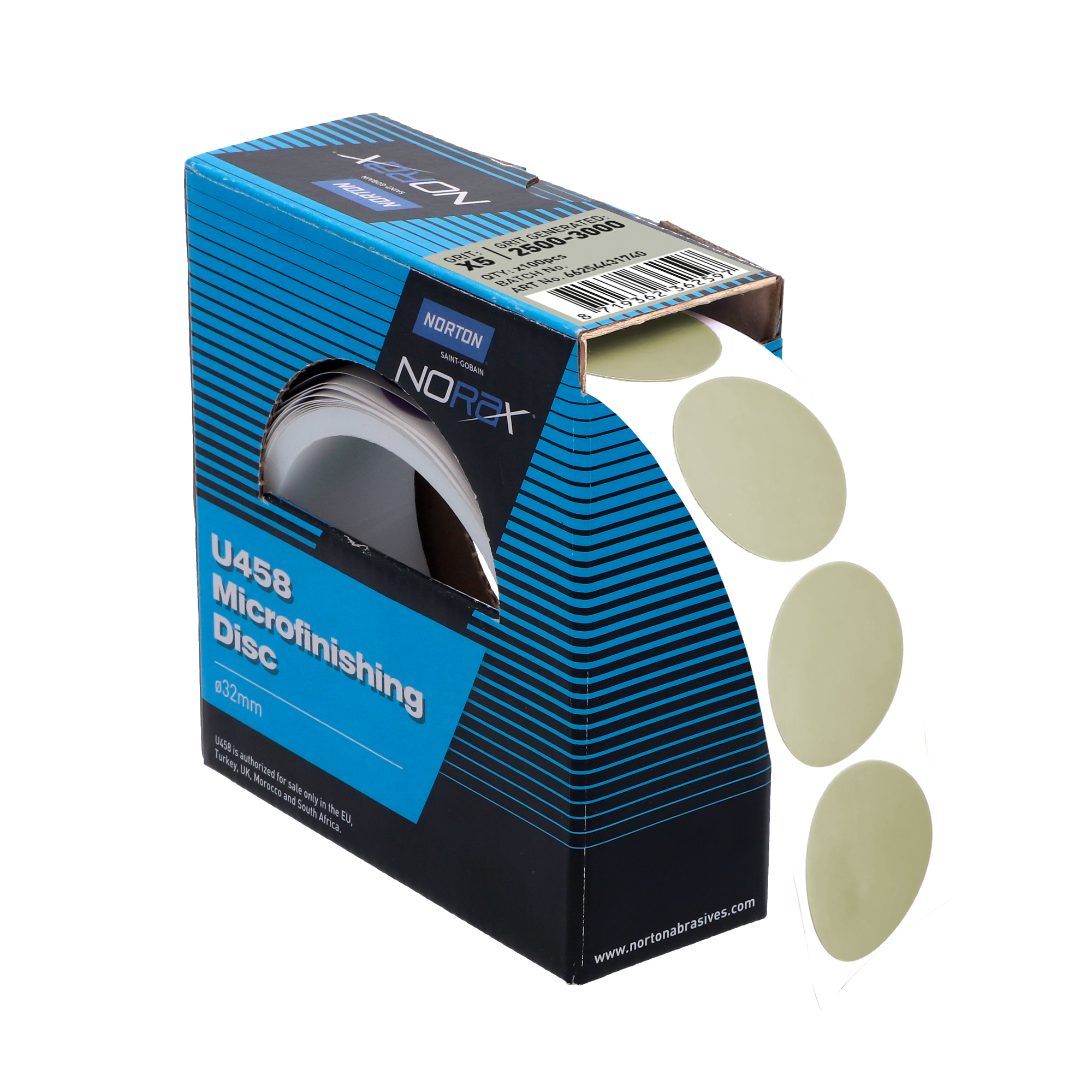 Norton U458 Rosette hibajavító csiszolópont Ø32mm 100db P3000-3500, 5 db/csomag termék fő termékképe