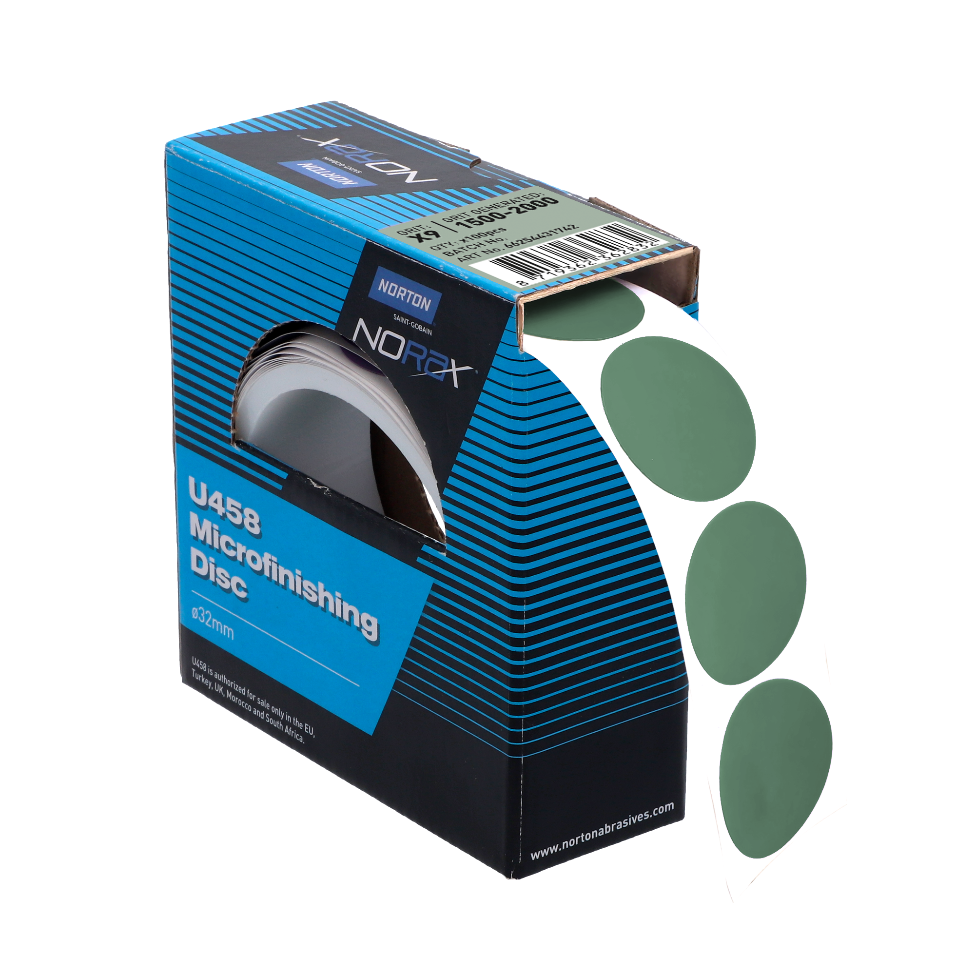 Norton U458 Rosette hibajavító csiszolópont Ø32mm 100 db P1500-2000, 5 db/csomag termék fő termékképe