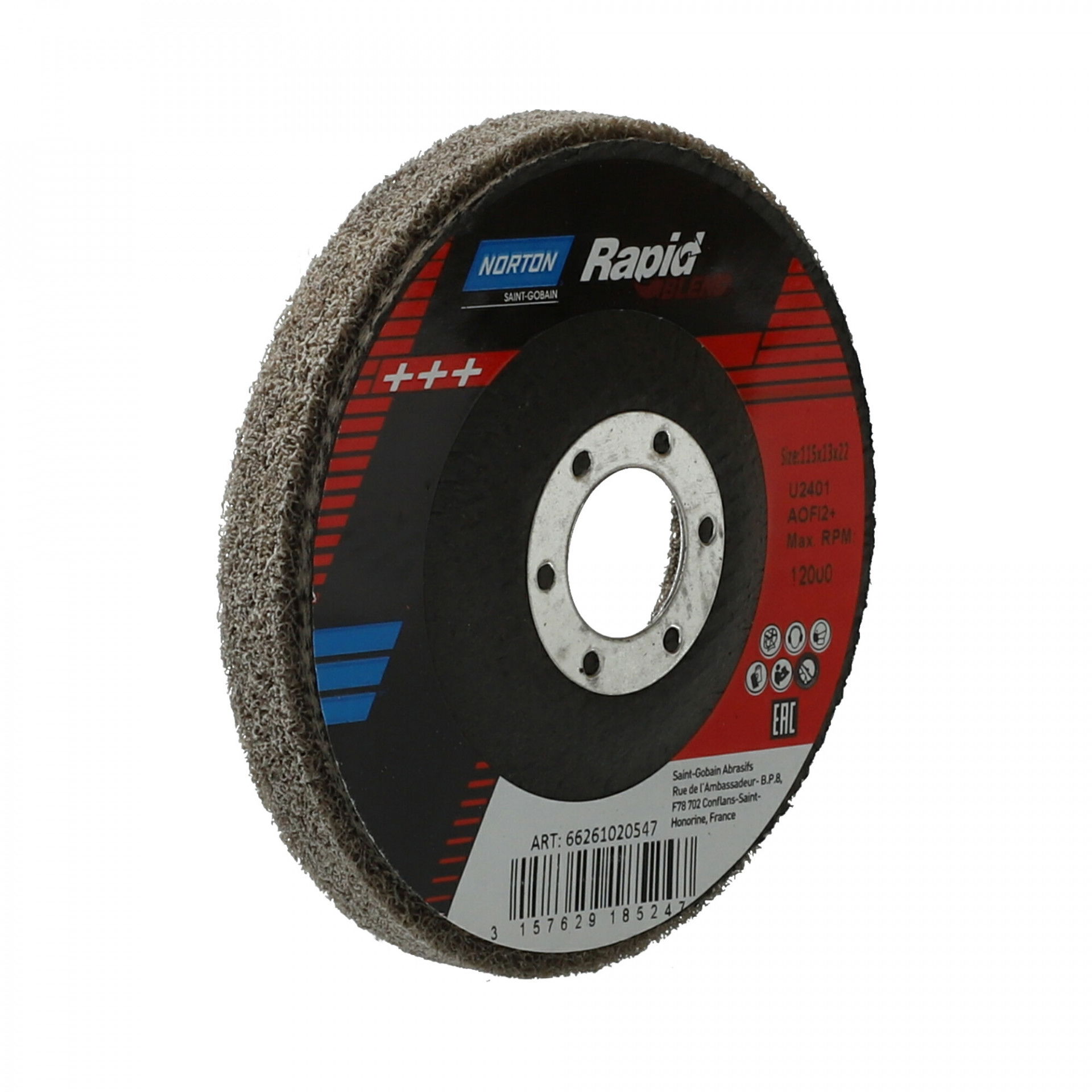 Norton Rapid Blend NEX DPC tisztítókorong Ø115x12x22 mm NEX2AF termék fő termékképe