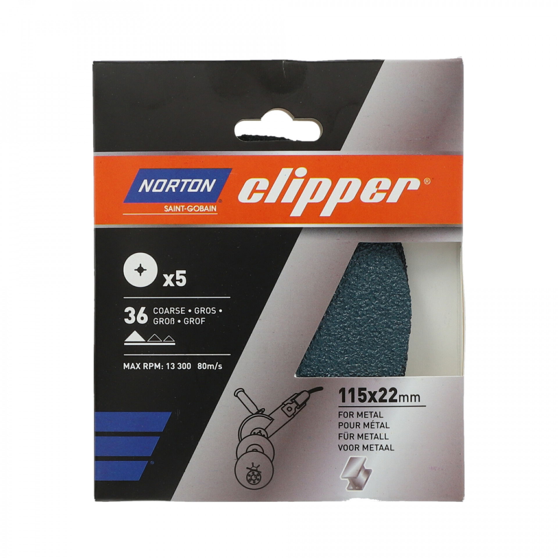 Norton Clipper F827 fíbertárcsa Ø115x22mm P80, 5 db/csomag termék fő termékképe