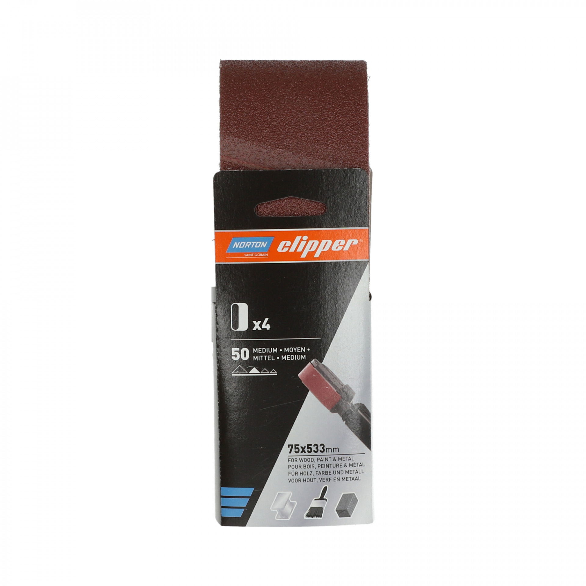 Norton Clipper R230 csiszolószalag kézi szalagcsiszolóhoz 75x533mm P50, 4 db/csomag termék fő termékképe