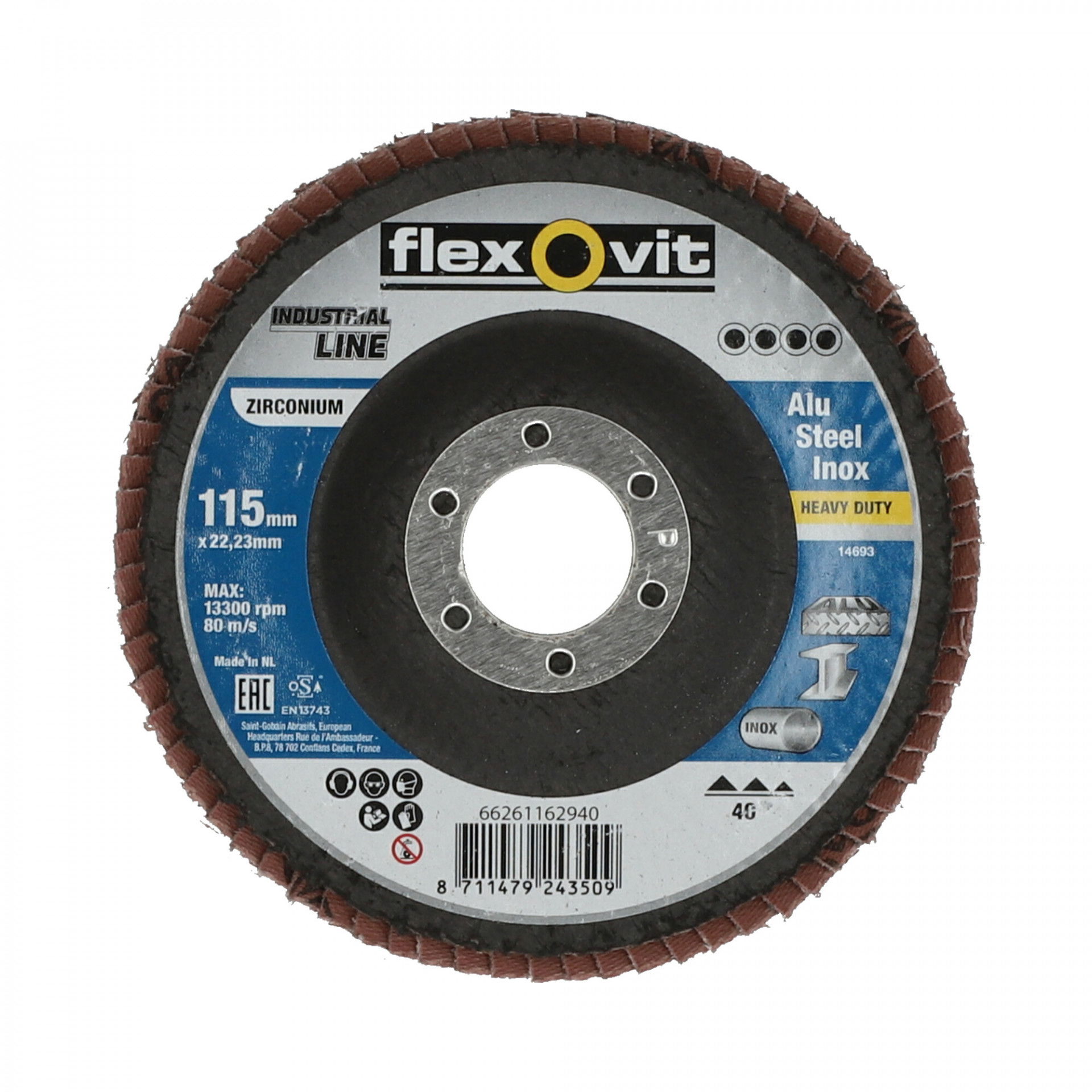 Flexovit Industrial Line lamellás csiszolókorong Ø115x22 mm P40, 10 db/csomag termék fő termékképe