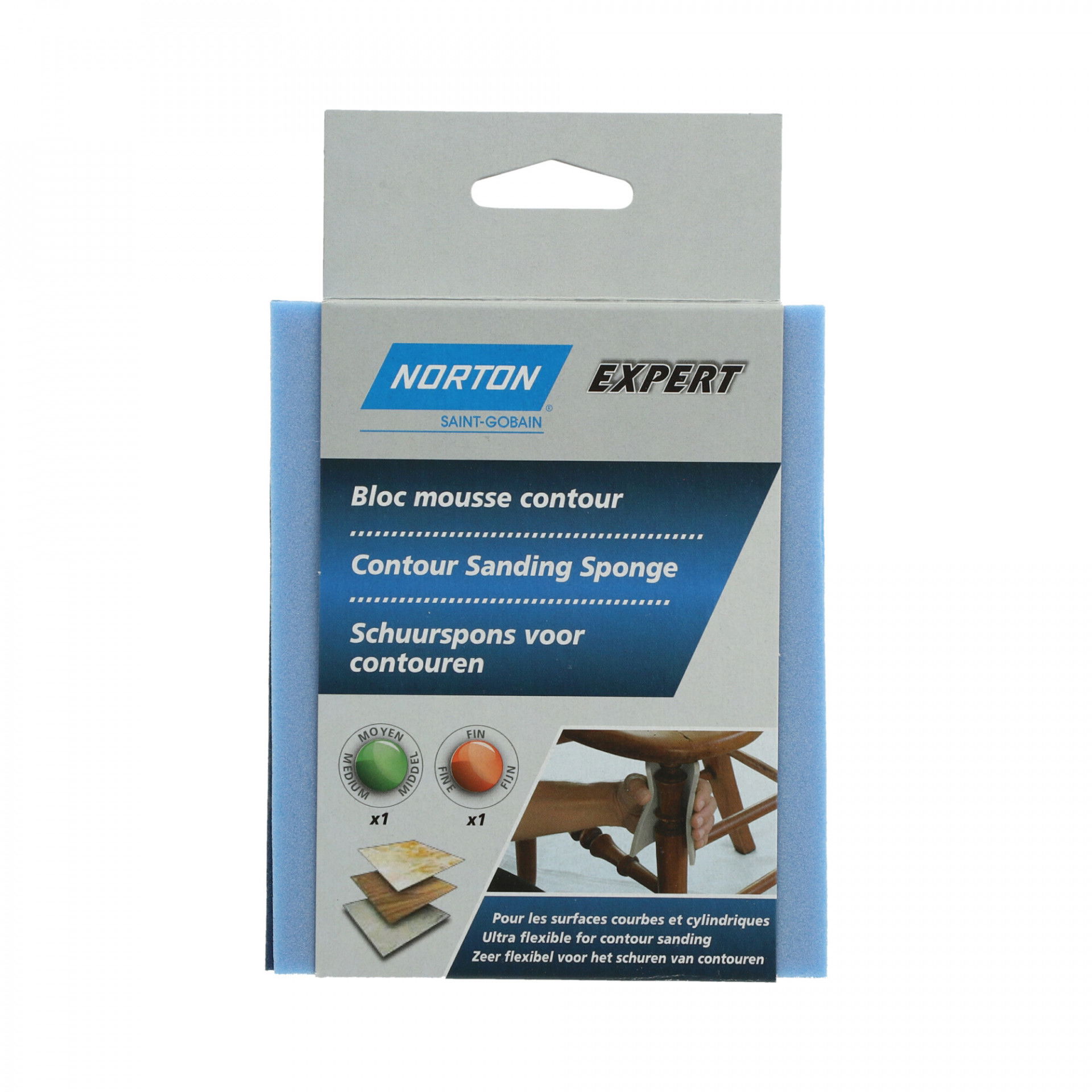 Norton Expert egyoldalas csiszolószivacs 140x115x5mm P180/220; 2 db/csomag termék fő termékképe