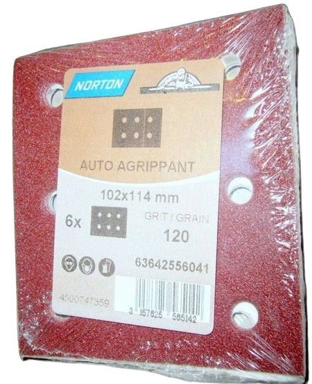 Norton Delta tépőzáras csiszolólap 102x114mm P120, 6 db/csomag termék fő termékképe