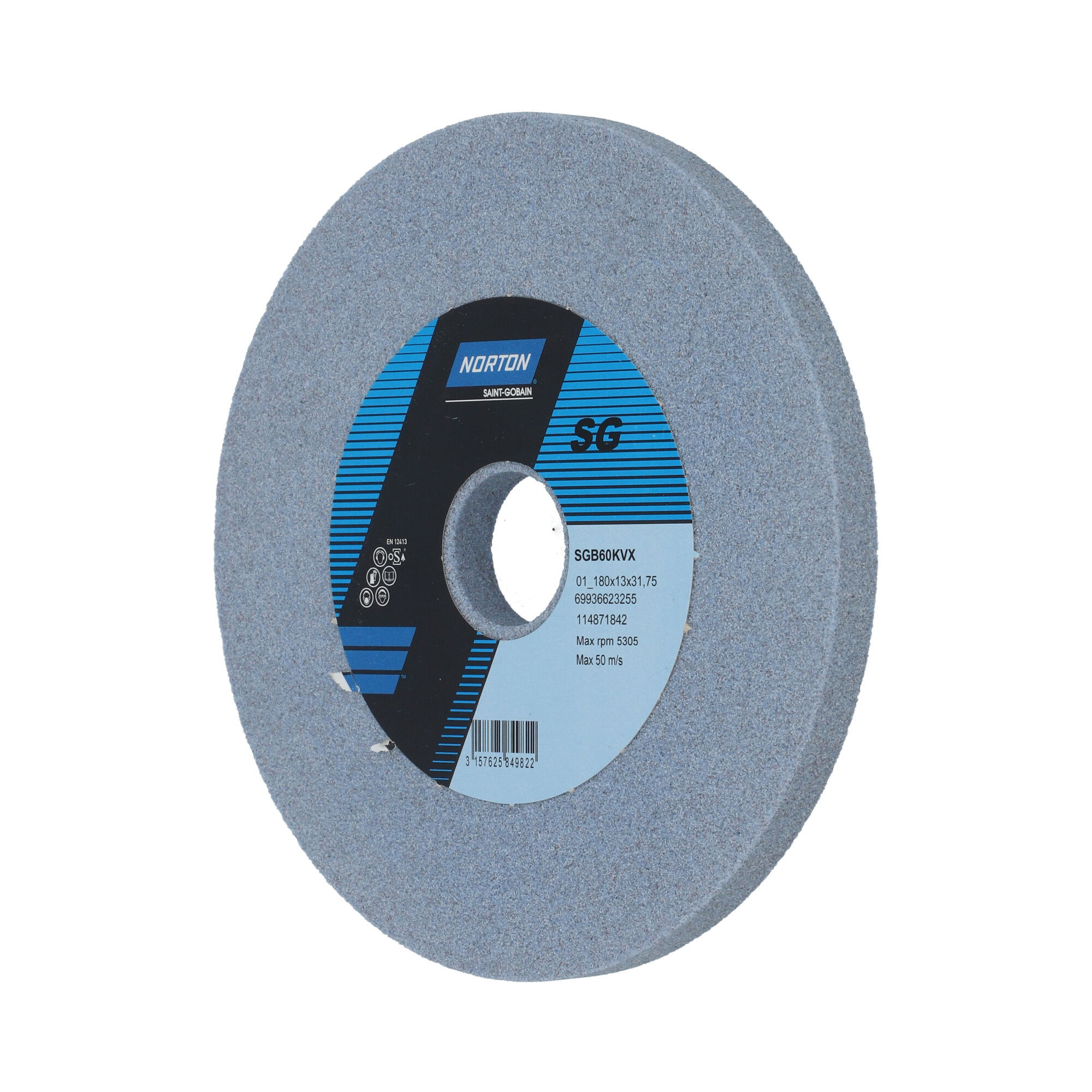 Norton Egyenes köszörűkorong Ø180x13x31,75 mm SGB 60 K VX termék fő termékképe