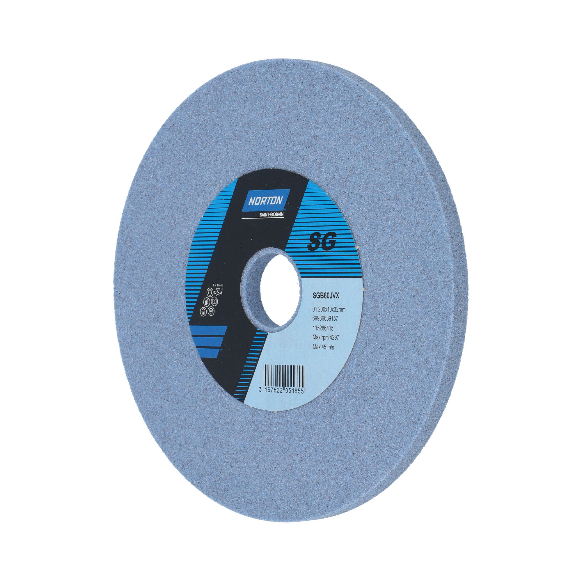 Norton Egyenes köszörűkorong Ø200x10x32 mm SGB 60 J VX, 2 db/csomag termék fő termékképe