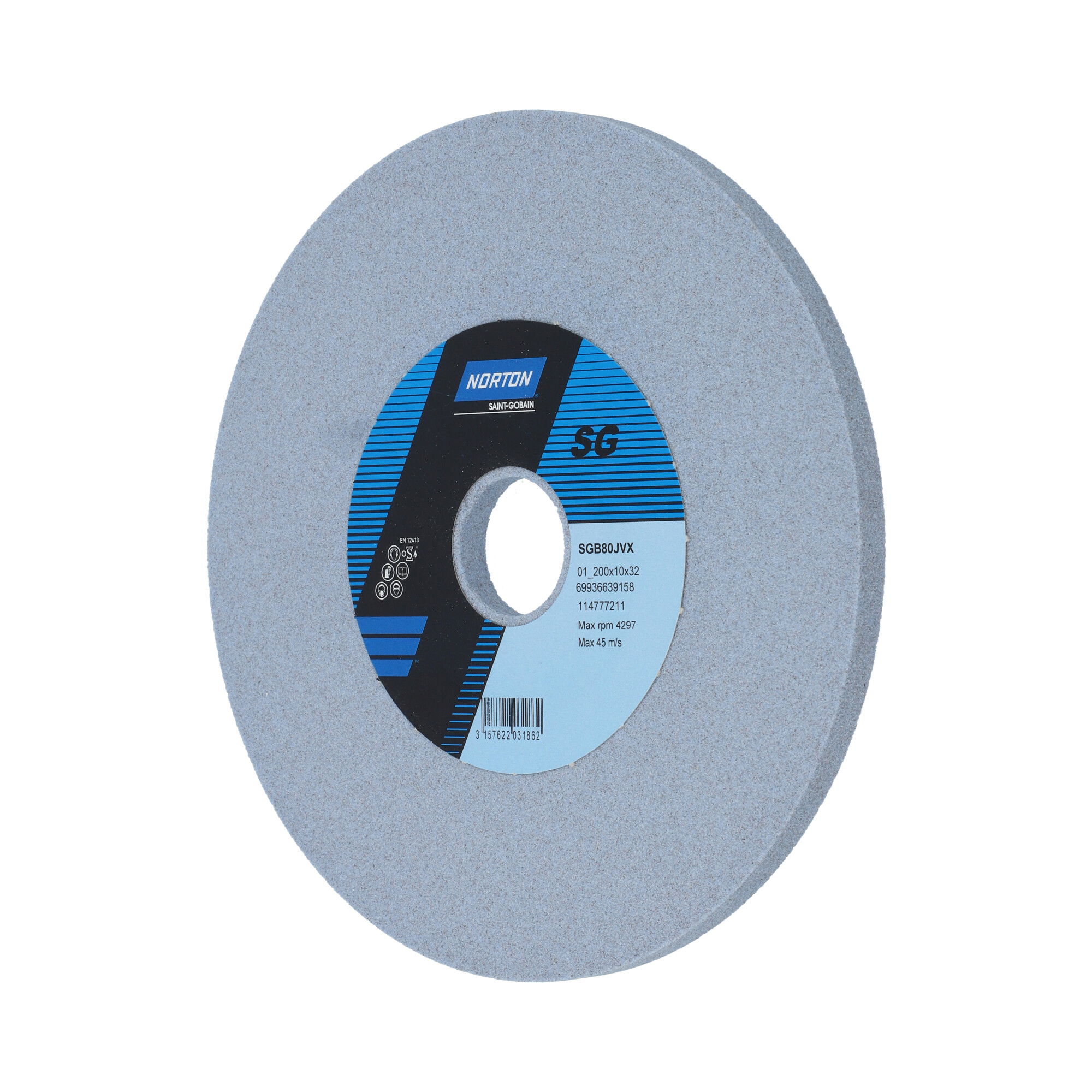 Norton Egyenes köszörűkorong Ø200x10x32 mm SGB 80 J VX, 2 db/csomag termék fő termékképe