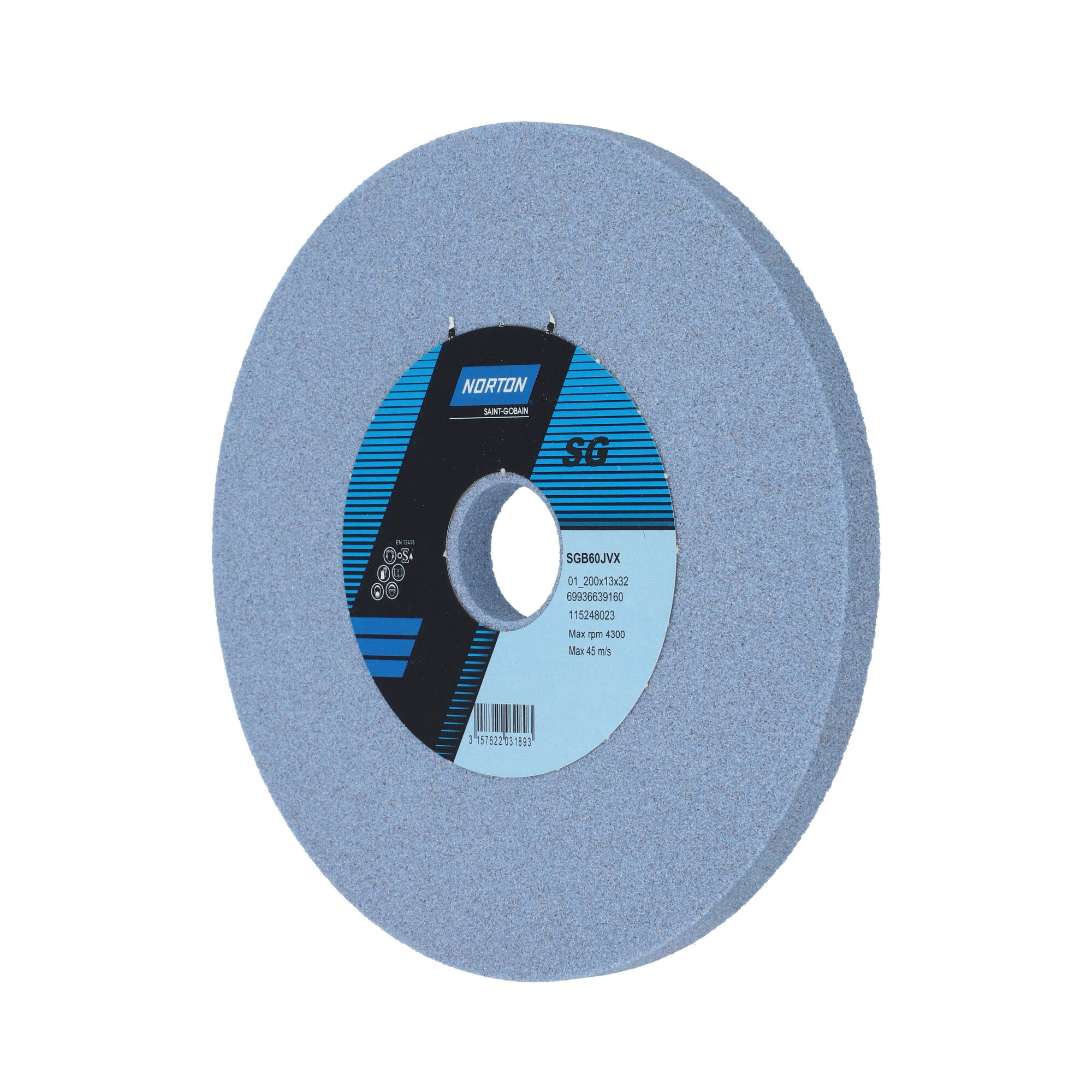 Norton Egyenes köszörűkorong Ø200x13x32 mm SGB 60 J VX, 2 db/csomag termék fő termékképe