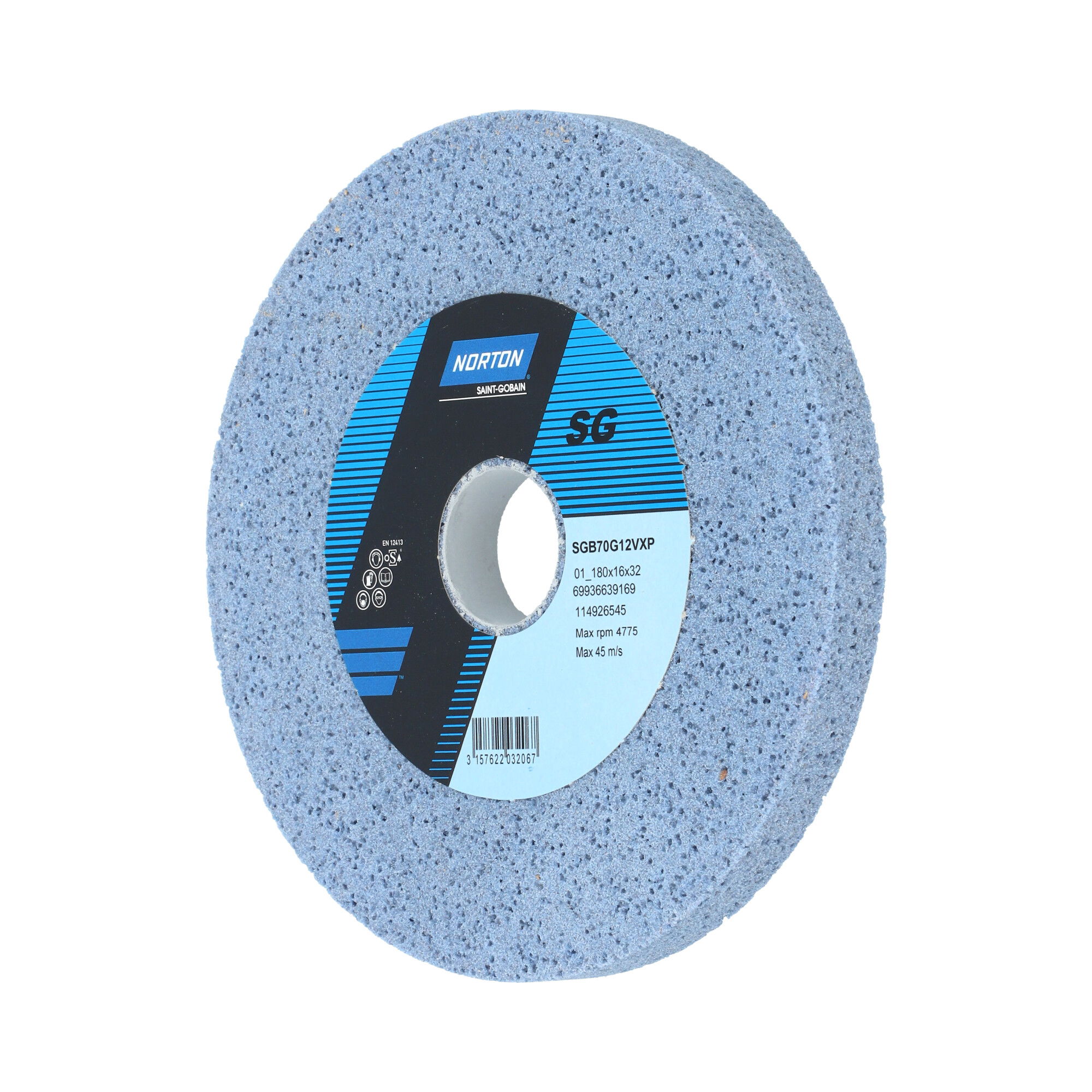 Norton Egyenes köszörűkorong Ø180x16x32 mm SGB 80 J VX termék fő termékképe