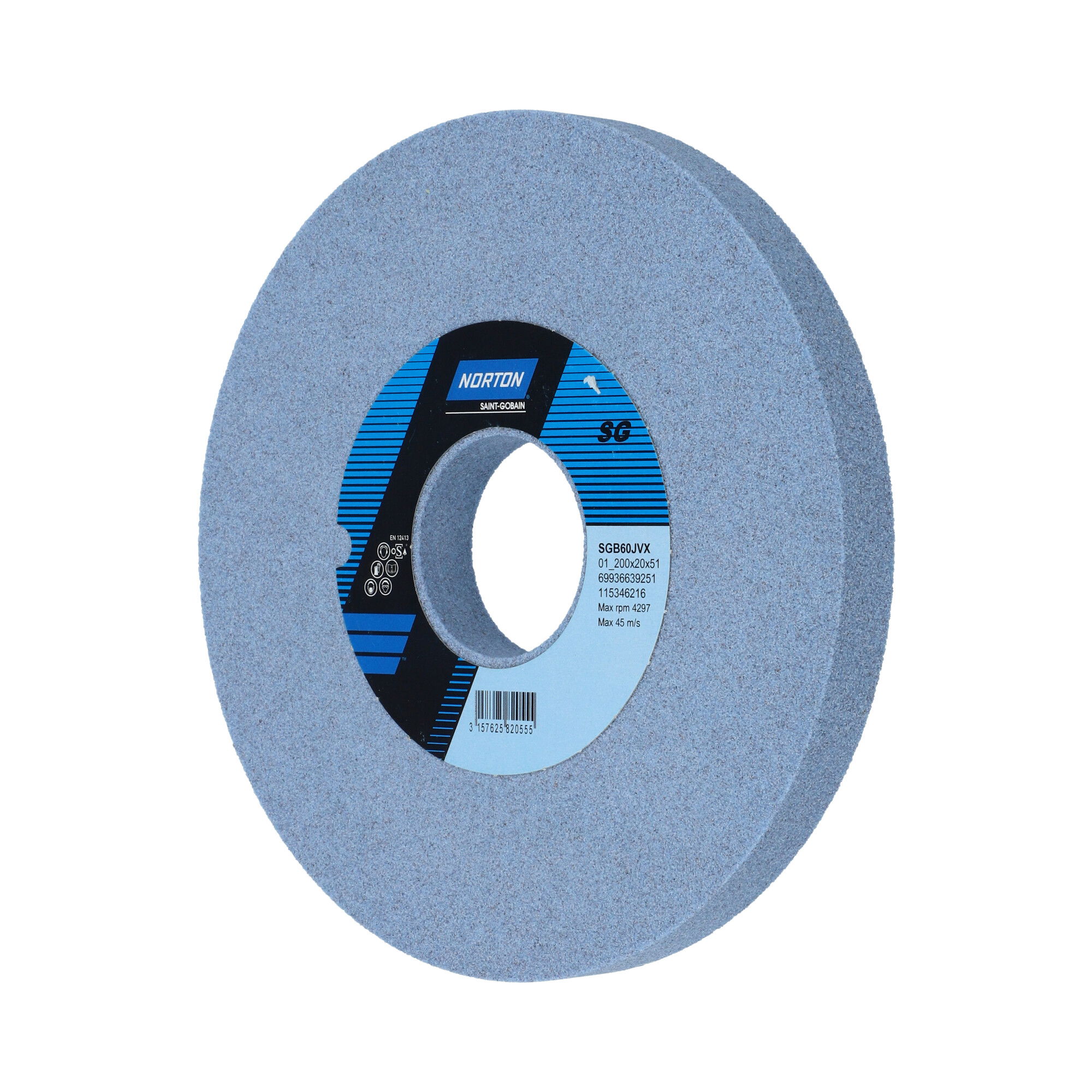 Norton Egyenes köszörűkorong Ø200x20x51 mm SGB 60 J VX, 2 db/csomag termék fő termékképe