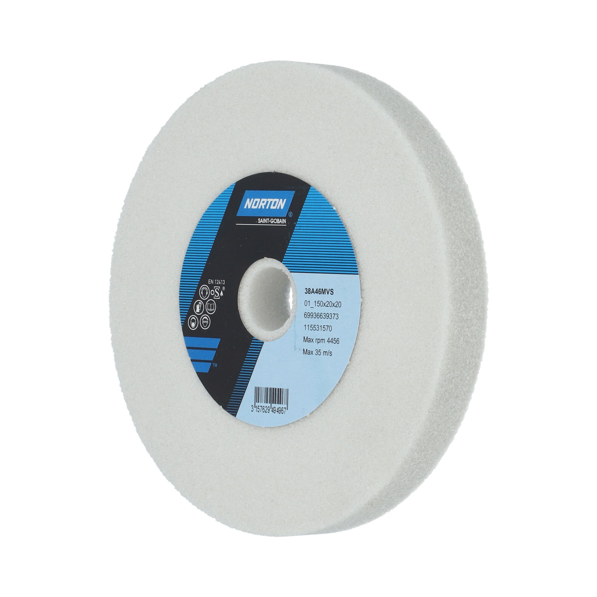 Norton Egyenes köszörűkorong Ø150x20x20 mm 38A 80 K VS, 6 db/csomag termék fő termékképe