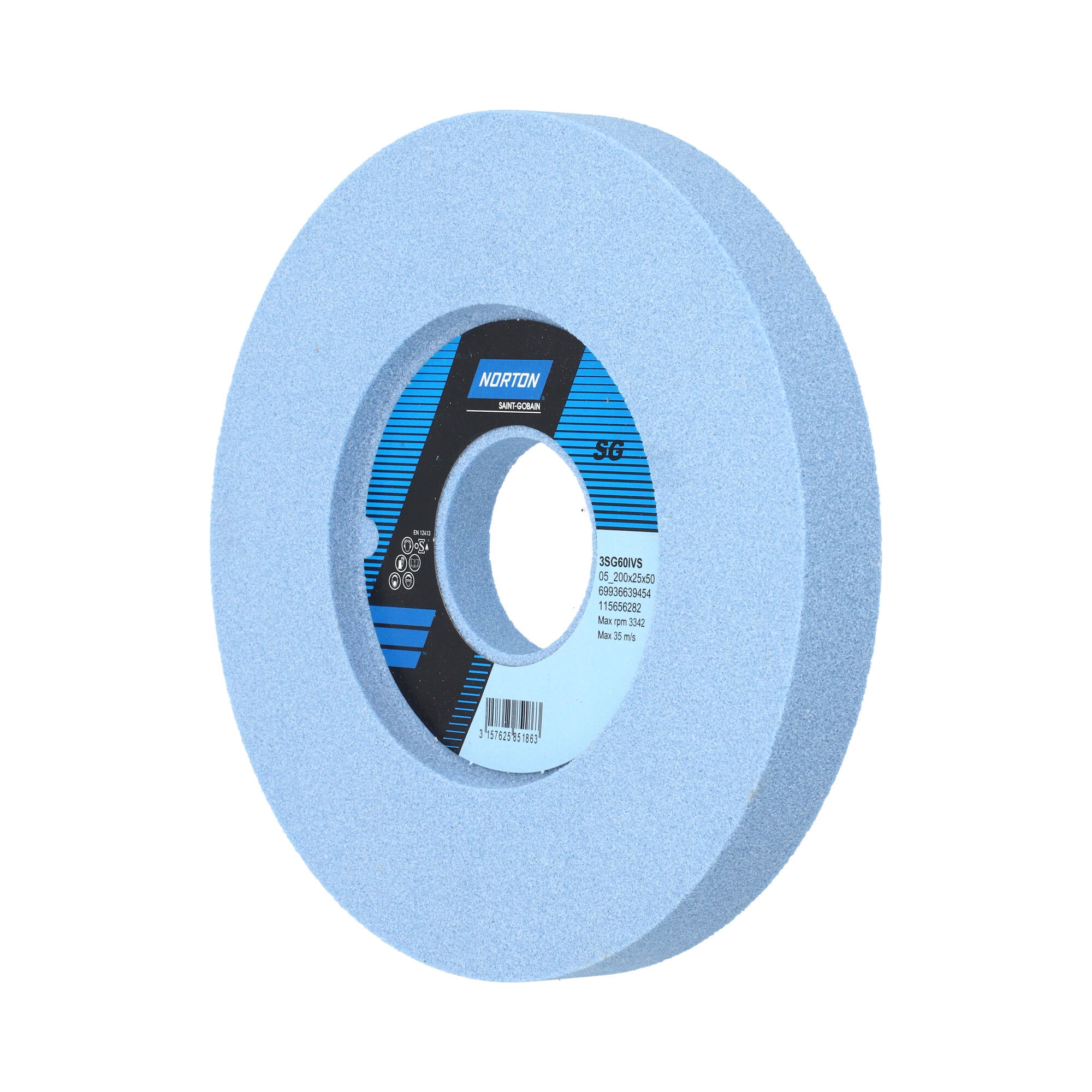 Norton Egyoldalt süllyesztett köszörűkorong  Ø200x25x50 mm 3SG 60 I VS, 2 db/csomag termék fő termékképe