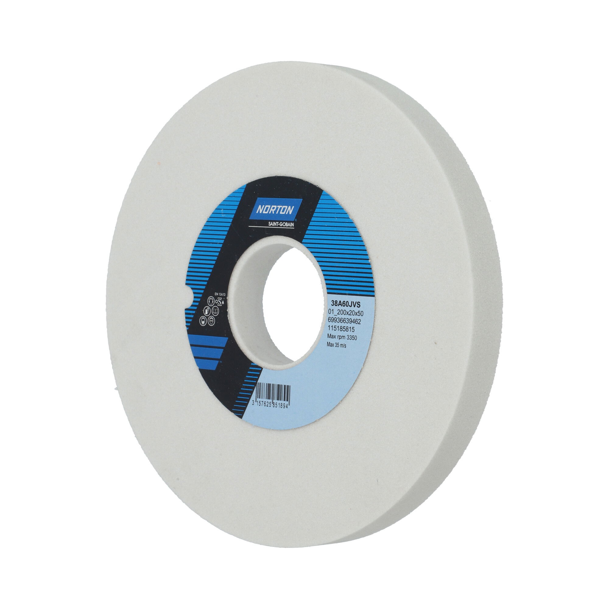 Norton Egyenes köszörűkorong Ø200x20x50 mm 38A 60 J VS, 2 db/csomag termék fő termékképe