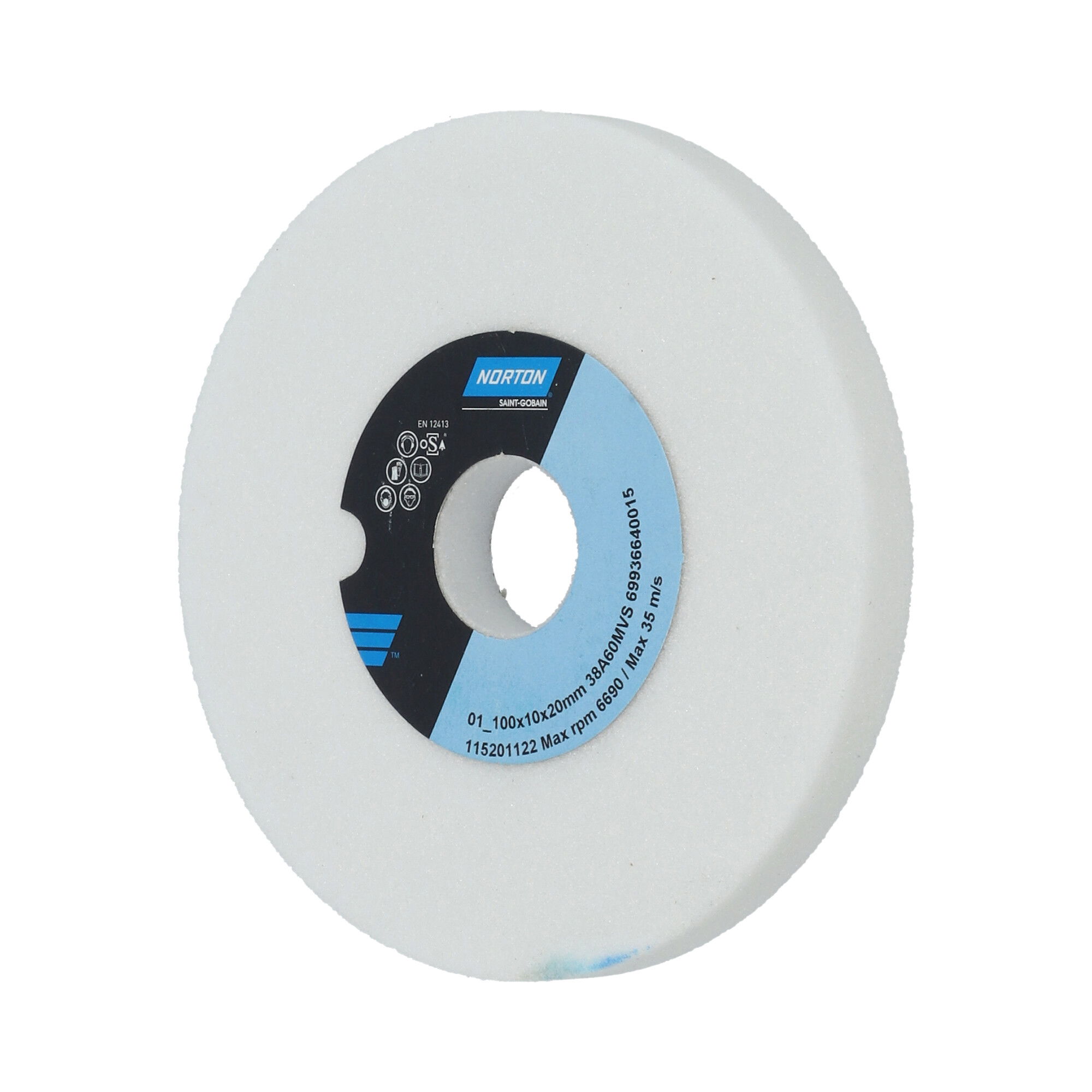 Norton Egyenes köszörűkorong Ø100x10x20 mm 38A 60 M VS termék fő termékképe