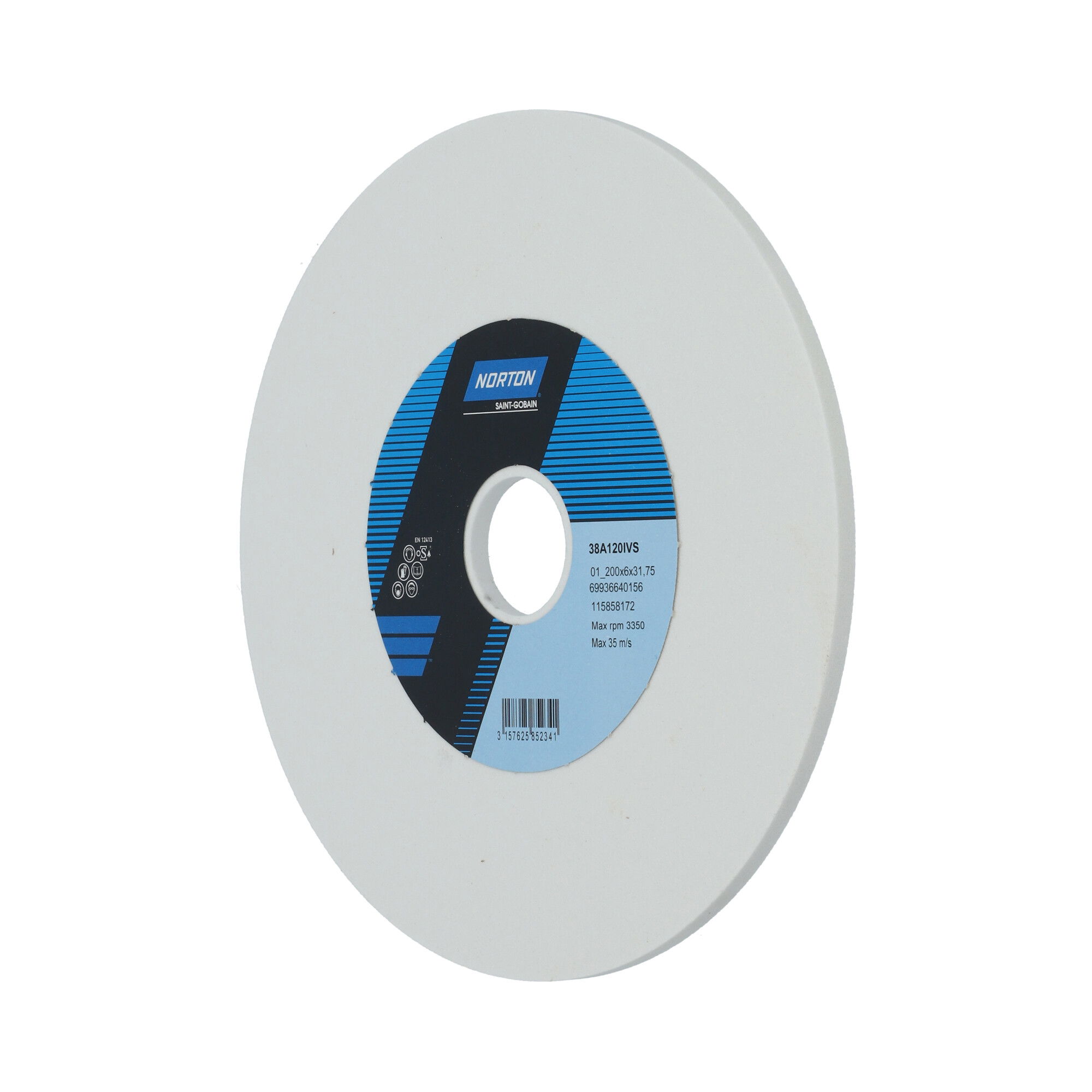Norton Egyenes köszörűkorong Ø200x6x31,75 mm 38A 120 I VS, 2 db/csomag termék fő termékképe